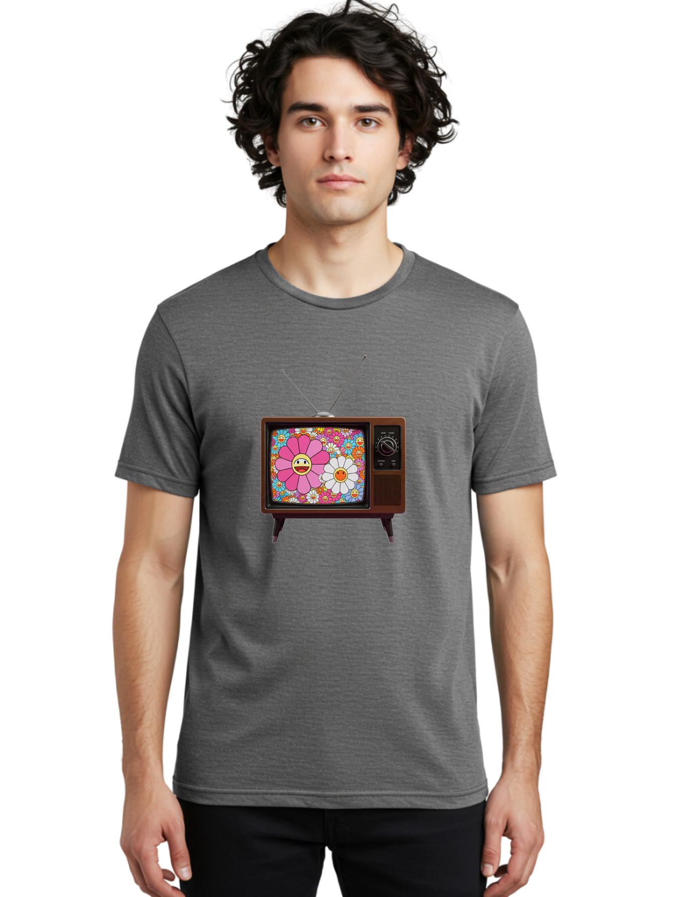 Smiley-Flowers-Tv Men'S Graphic Tee, 100% Cotton, Comfortable Casual Summer Wear, Machine Washable, Vintage Camera, Old Camera, Antique Camera, Black Camera, Classic Photography, Photography Equipment, Nostalgic Device, Film Camera, Camera Art Bal361
