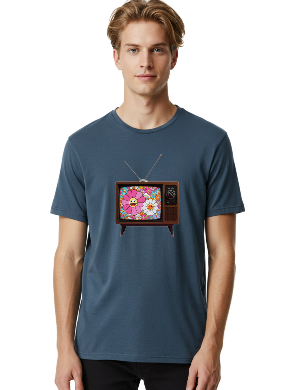 Smiley-Flowers-Tv Men'S Graphic Tee, 100% Cotton, Comfortable Casual Summer Wear, Machine Washable, Vintage Camera, Old Camera, Antique Camera, Black Camera, Classic Photography, Photography Equipment, Nostalgic Device, Film Camera, Camera Art Bal361