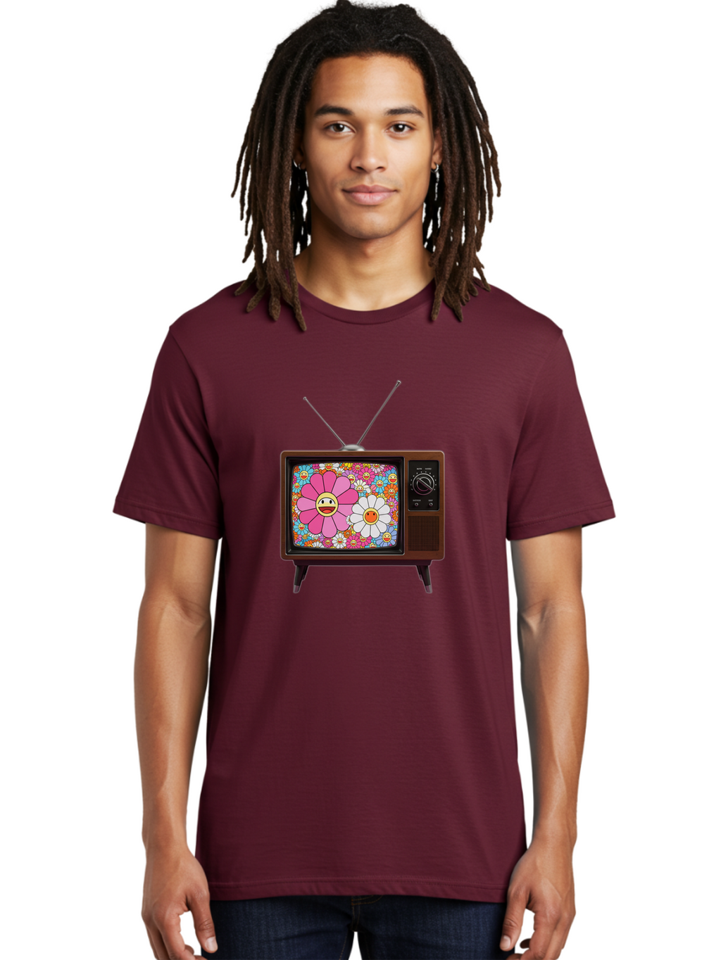 Smiley-Flowers-Tv Men'S Graphic Tee, 100% Cotton, Comfortable Casual Summer Wear, Machine Washable, Vintage Camera, Old Camera, Antique Camera, Black Camera, Classic Photography, Photography Equipment, Nostalgic Device, Film Camera, Camera Art Bal361