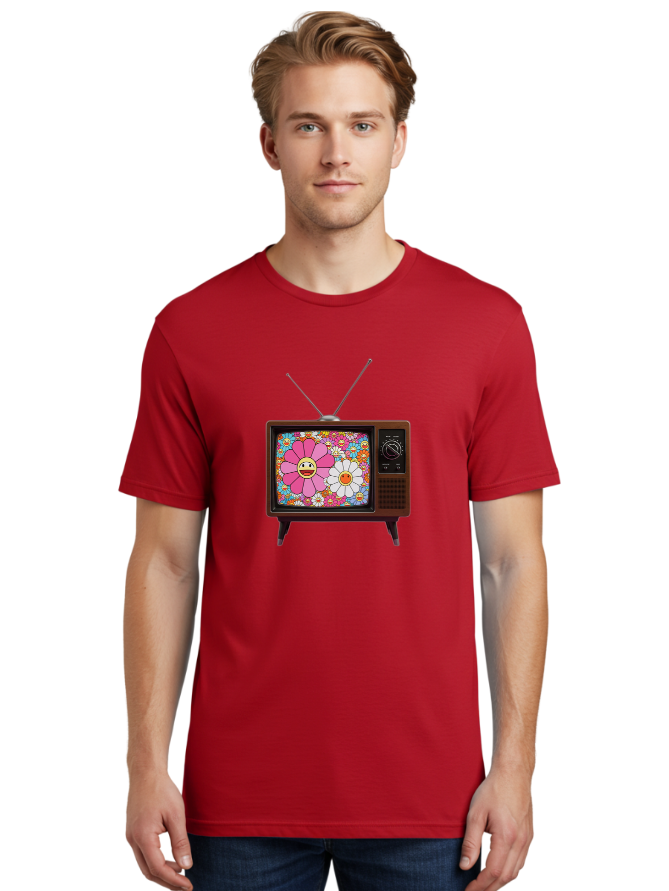 Smiley-Flowers-Tv Men'S Graphic Tee, 100% Cotton, Comfortable Casual Summer Wear, Machine Washable, Vintage Camera, Old Camera, Antique Camera, Black Camera, Classic Photography, Photography Equipment, Nostalgic Device, Film Camera, Camera Art Bal361