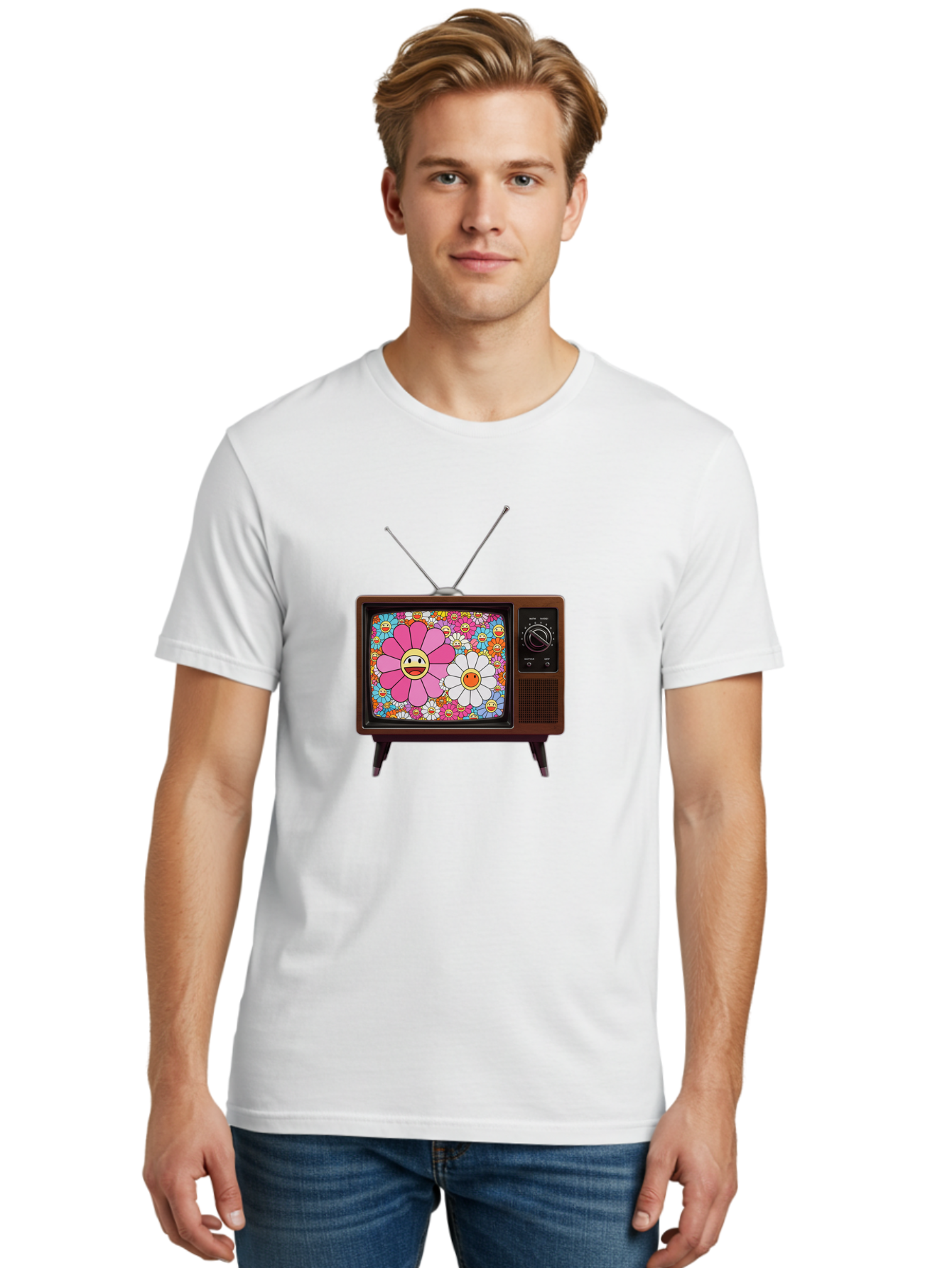 Smiley-Flowers-Tv Men'S Graphic Tee, 100% Cotton, Comfortable Casual Summer Wear, Machine Washable, Vintage Camera, Old Camera, Antique Camera, Black Camera, Classic Photography, Photography Equipment, Nostalgic Device, Film Camera, Camera Art Bal361