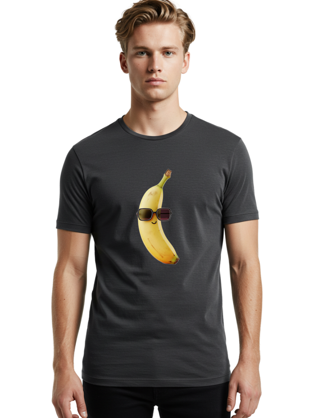 Smiling-Banana-Sunglasses Men'S Graphic Tee, 100% Cotton, Comfortable Casual Summer Wear, Machine Washable, Vintage Camera, Old Camera, Antique Camera, Black Camera, Classic Photography, Photography Equipment, Nostalgic Device, Film Camera, Bal365