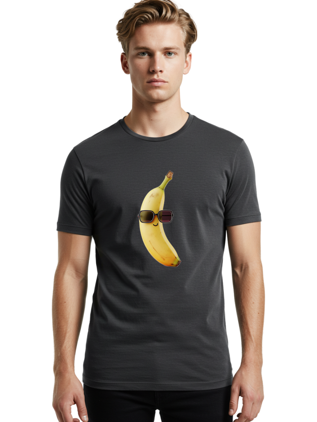 Smiling-Banana-Sunglasses Men'S Graphic Tee, 100% Cotton, Comfortable Casual Summer Wear, Machine Washable, Vintage Camera, Old Camera, Antique Camera, Black Camera, Classic Photography, Photography Equipment, Nostalgic Device, Film Camera, Bal365