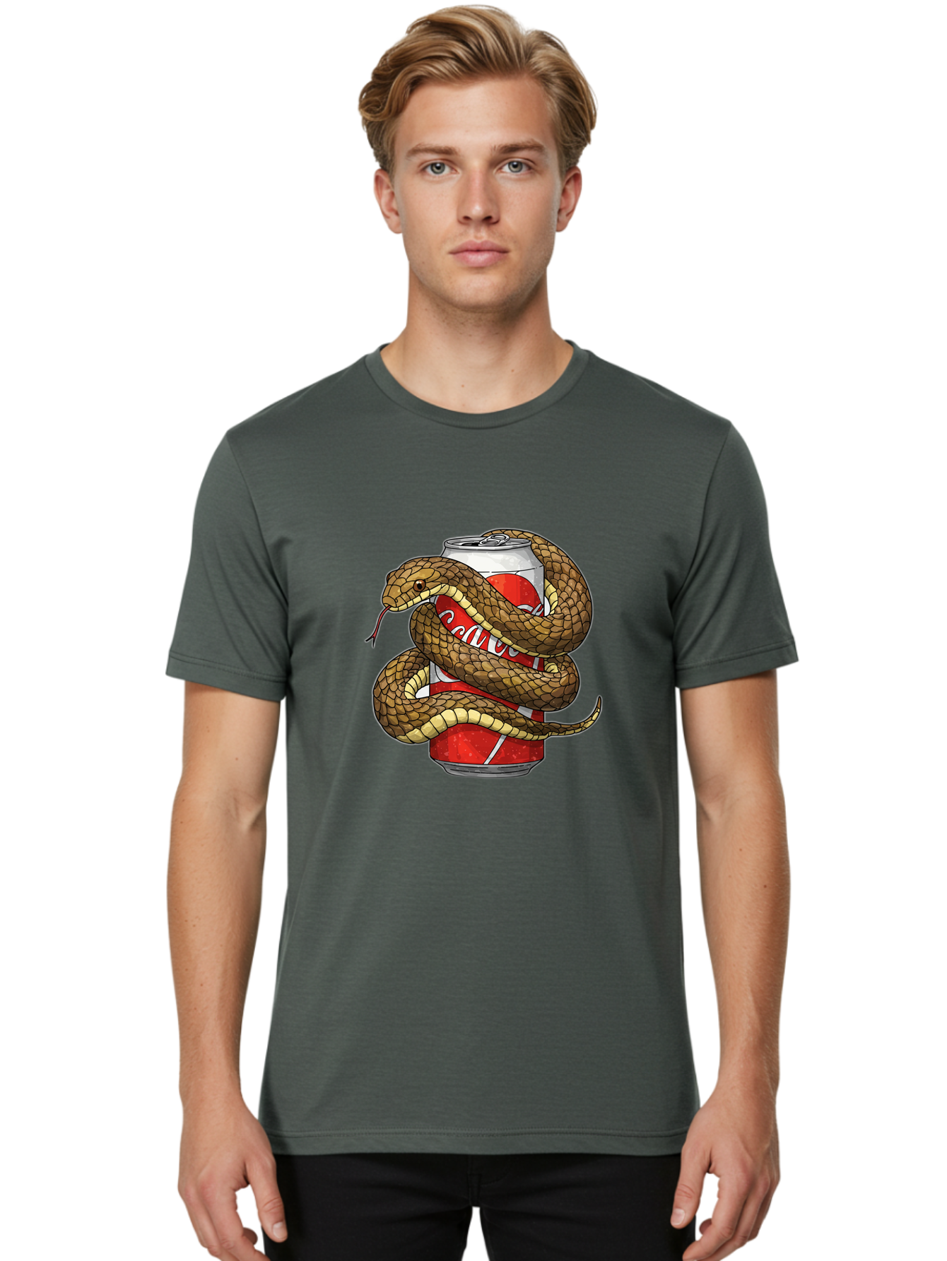 Snake-Coca-Cola Men'S Graphic Tee, 100% Cotton, Comfortable Casual Summer Wear, Machine Washable, Vintage Camera, Old Camera, Antique Camera, Black Camera, Classic Photography, Photography Equipment, Nostalgic Device, Film Camera, Camera Art Bal373