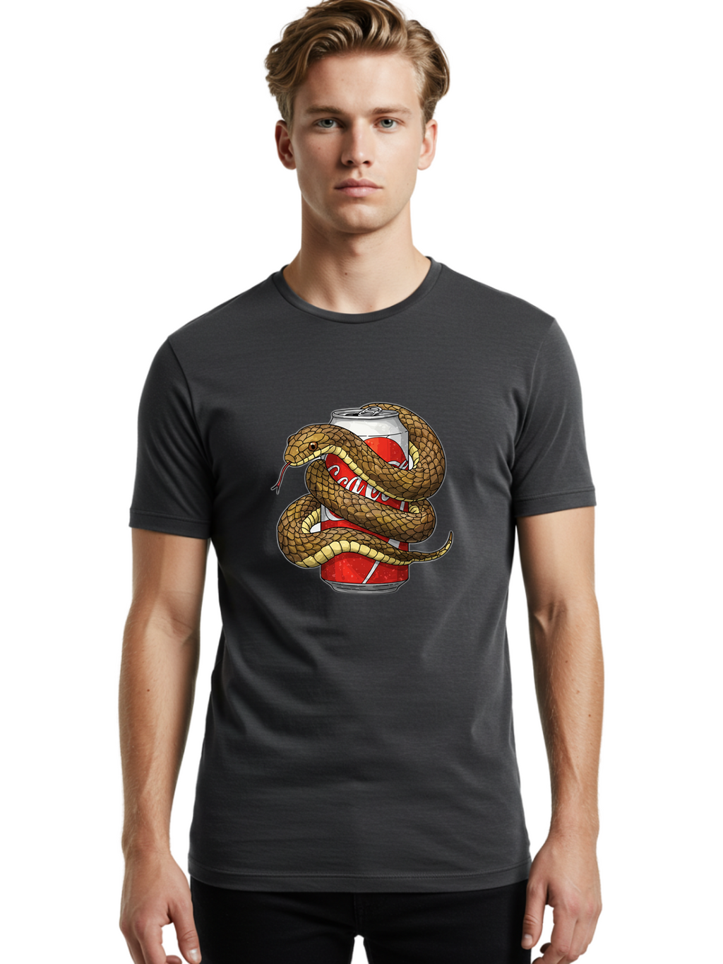 Snake-Coca-Cola Men'S Graphic Tee, 100% Cotton, Comfortable Casual Summer Wear, Machine Washable, Vintage Camera, Old Camera, Antique Camera, Black Camera, Classic Photography, Photography Equipment, Nostalgic Device, Film Camera, Camera Art Bal373