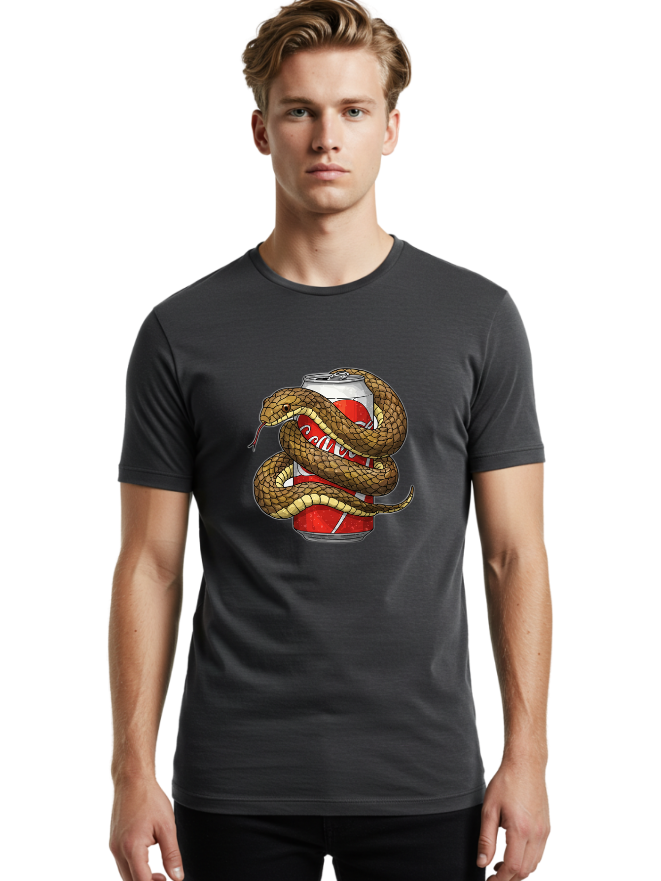 Snake-Coca-Cola Men'S Graphic Tee, 100% Cotton, Comfortable Casual Summer Wear, Machine Washable, Vintage Camera, Old Camera, Antique Camera, Black Camera, Classic Photography, Photography Equipment, Nostalgic Device, Film Camera, Camera Art Bal373