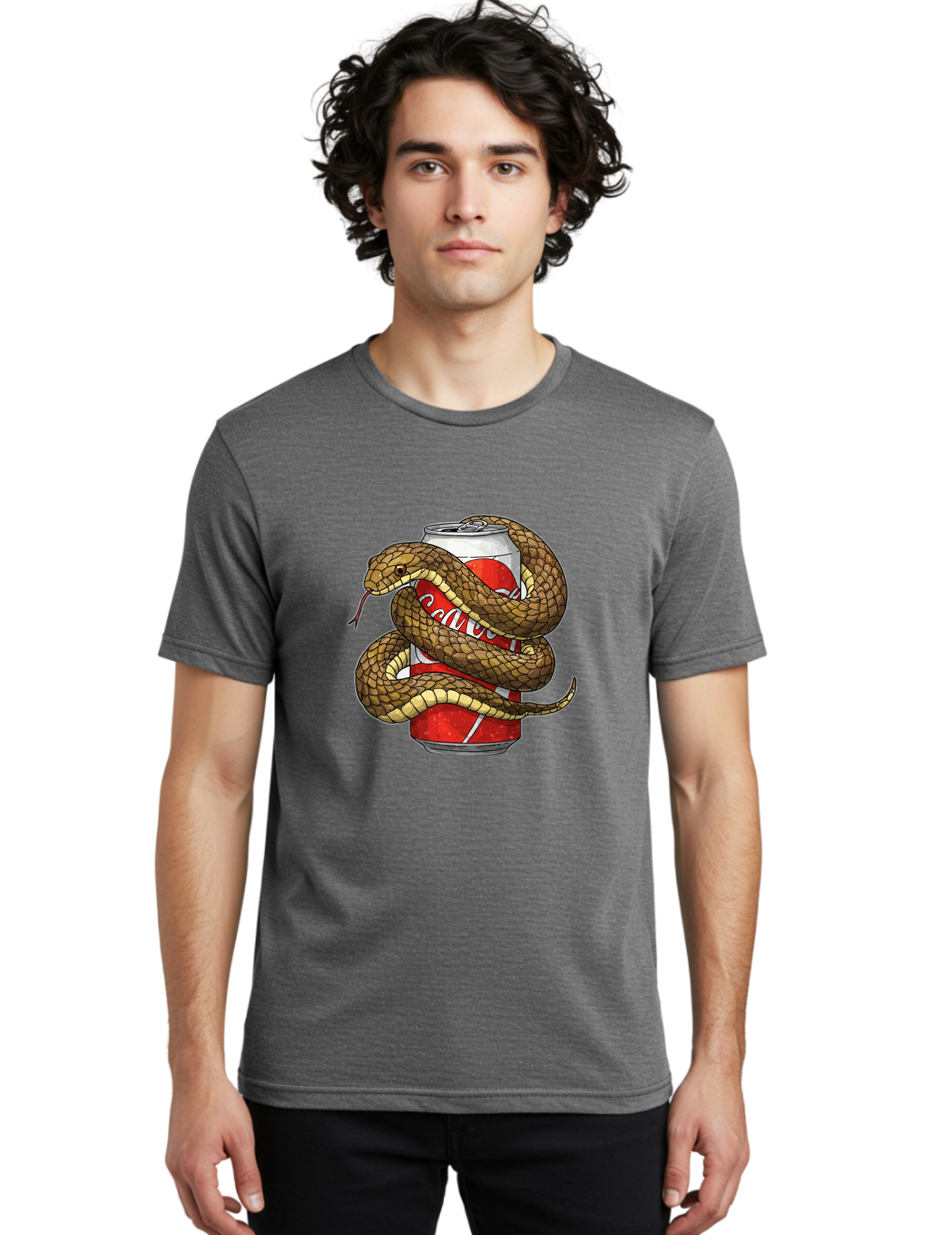 Snake-Coca-Cola Men'S Graphic Tee, 100% Cotton, Comfortable Casual Summer Wear, Machine Washable, Vintage Camera, Old Camera, Antique Camera, Black Camera, Classic Photography, Photography Equipment, Nostalgic Device, Film Camera, Camera Art Bal373
