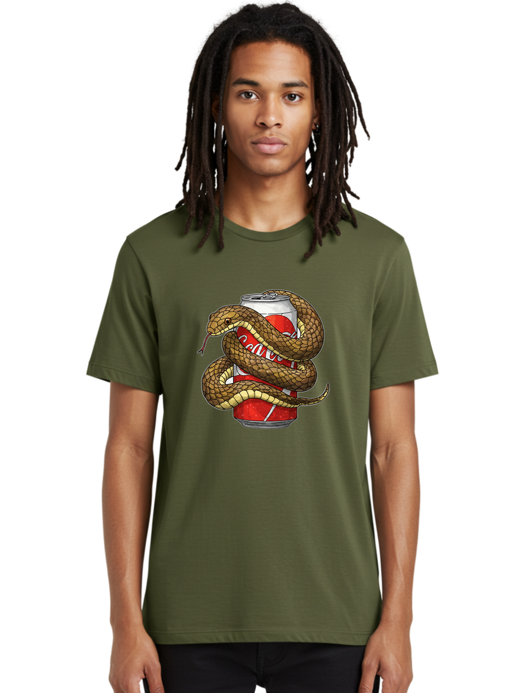 Snake-Coca-Cola Men'S Graphic Tee, 100% Cotton, Comfortable Casual Summer Wear, Machine Washable, Vintage Camera, Old Camera, Antique Camera, Black Camera, Classic Photography, Photography Equipment, Nostalgic Device, Film Camera, Camera Art Bal373
