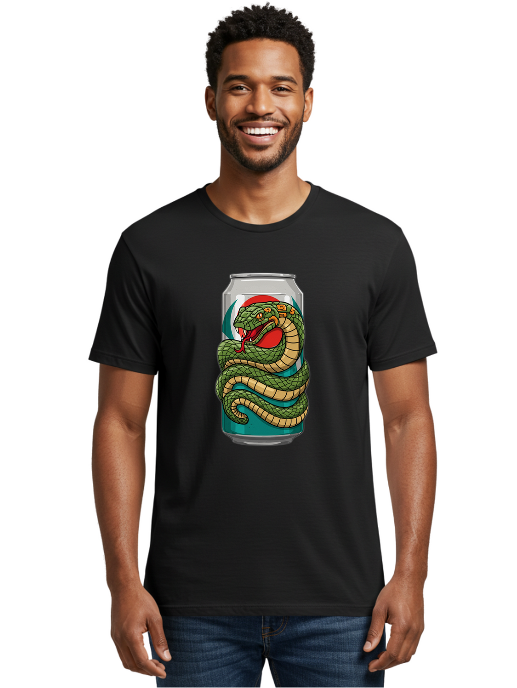 Snake-Energy-Drink-Can Men'S Graphic Tee, 100% Cotton, Comfortable Casual Summer Wear, Machine Washable, Vintage Camera, Old Camera, Antique Camera, Black Camera, Classic Photography, Photography Equipment, Nostalgic Device, Film Camera, Bal374