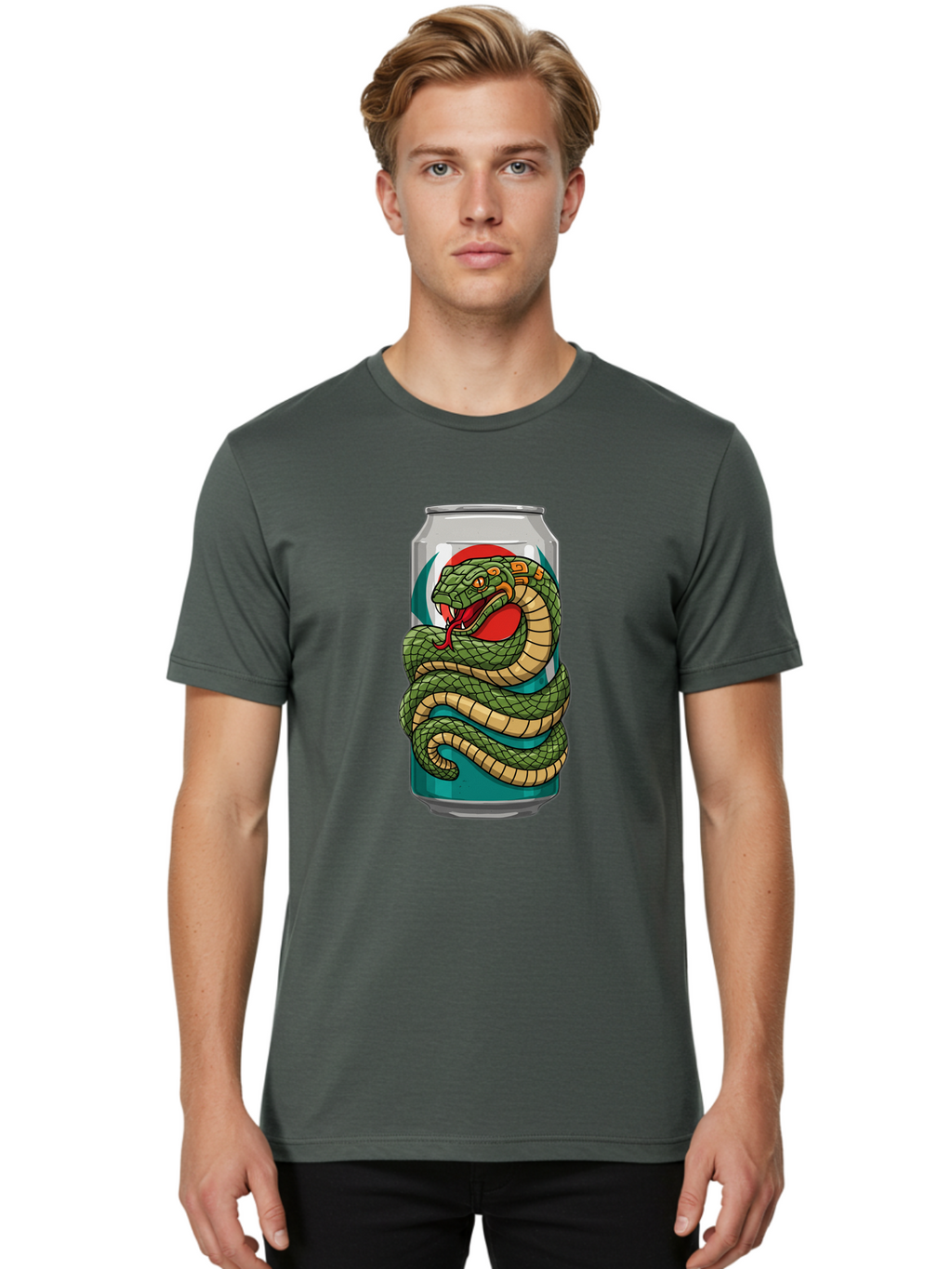 Snake-Energy-Drink-Can Men'S Graphic Tee, 100% Cotton, Comfortable Casual Summer Wear, Machine Washable, Vintage Camera, Old Camera, Antique Camera, Black Camera, Classic Photography, Photography Equipment, Nostalgic Device, Film Camera, Bal374