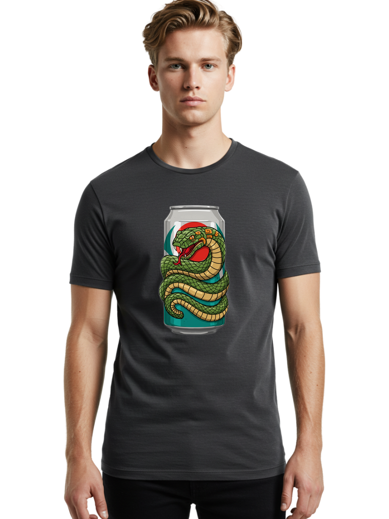 Snake-Energy-Drink-Can Men'S Graphic Tee, 100% Cotton, Comfortable Casual Summer Wear, Machine Washable, Vintage Camera, Old Camera, Antique Camera, Black Camera, Classic Photography, Photography Equipment, Nostalgic Device, Film Camera, Bal374
