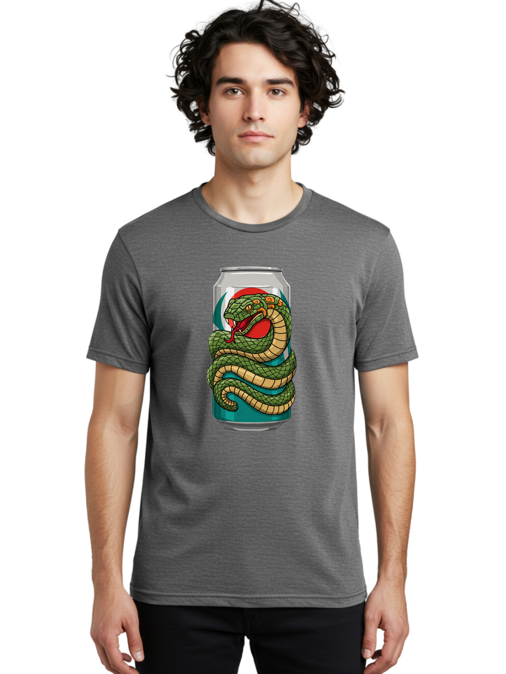 Snake-Energy-Drink-Can Men'S Graphic Tee, 100% Cotton, Comfortable Casual Summer Wear, Machine Washable, Vintage Camera, Old Camera, Antique Camera, Black Camera, Classic Photography, Photography Equipment, Nostalgic Device, Film Camera, Bal374