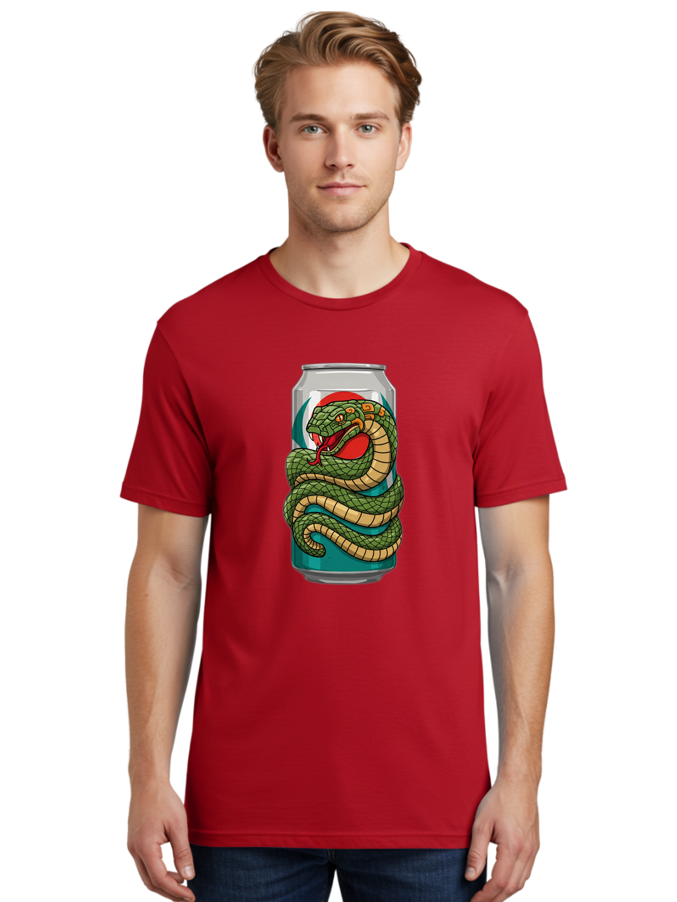 Snake-Energy-Drink-Can Men'S Graphic Tee, 100% Cotton, Comfortable Casual Summer Wear, Machine Washable, Vintage Camera, Old Camera, Antique Camera, Black Camera, Classic Photography, Photography Equipment, Nostalgic Device, Film Camera, Bal374