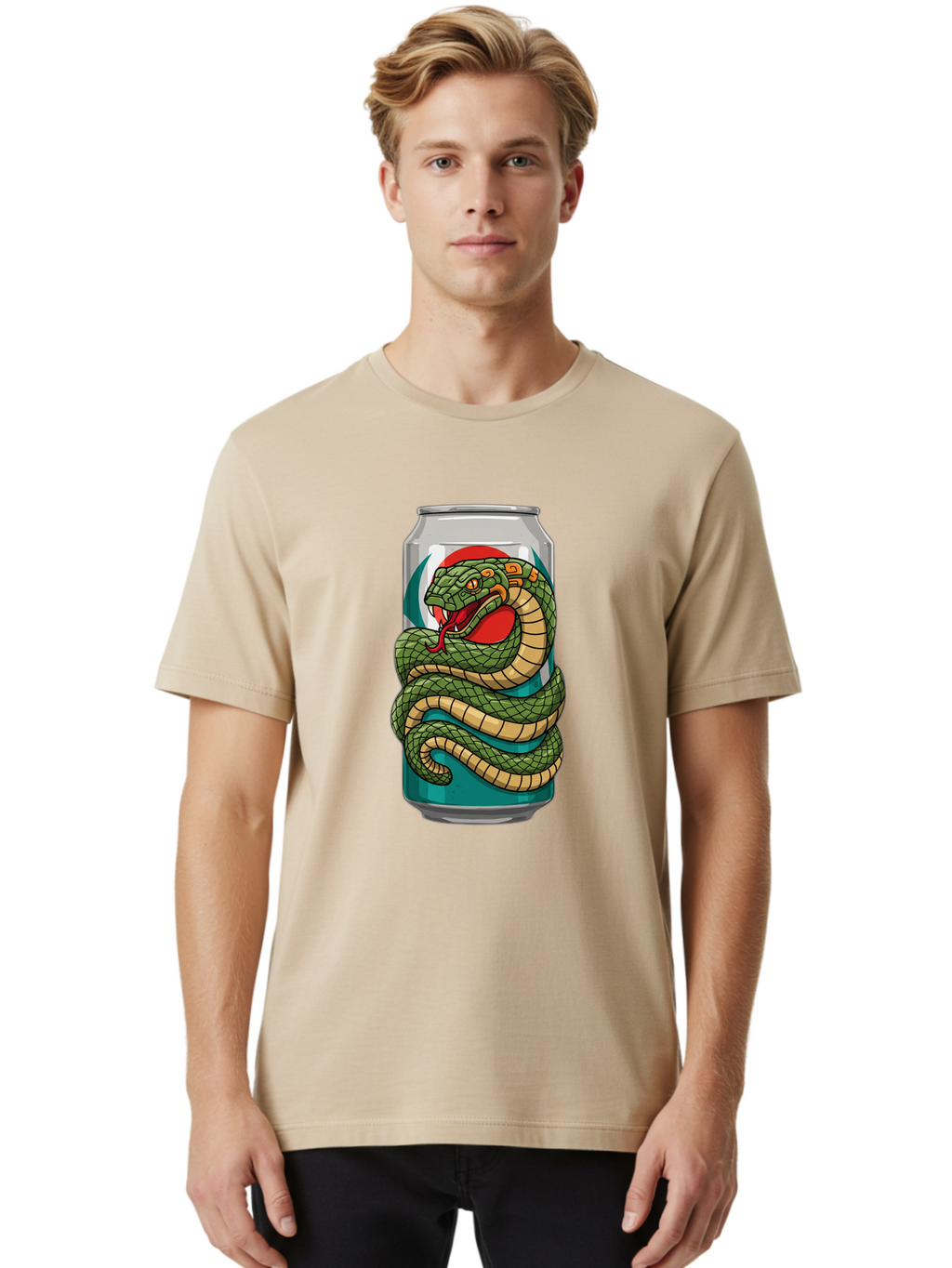 Snake-Energy-Drink-Can Men'S Graphic Tee, 100% Cotton, Comfortable Casual Summer Wear, Machine Washable, Vintage Camera, Old Camera, Antique Camera, Black Camera, Classic Photography, Photography Equipment, Nostalgic Device, Film Camera, Bal374