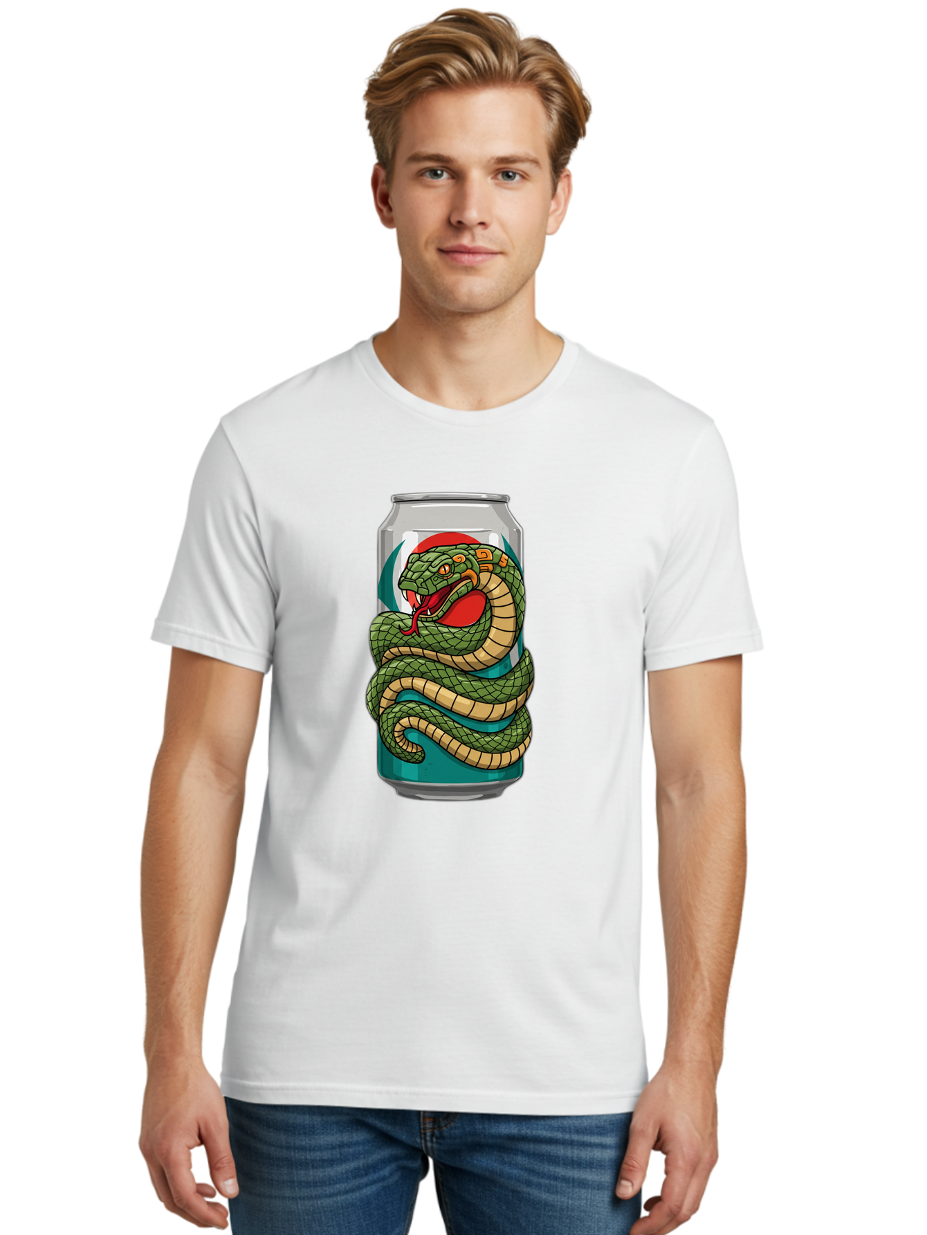 Snake-Energy-Drink-Can Men'S Graphic Tee, 100% Cotton, Comfortable Casual Summer Wear, Machine Washable, Vintage Camera, Old Camera, Antique Camera, Black Camera, Classic Photography, Photography Equipment, Nostalgic Device, Film Camera, Bal374