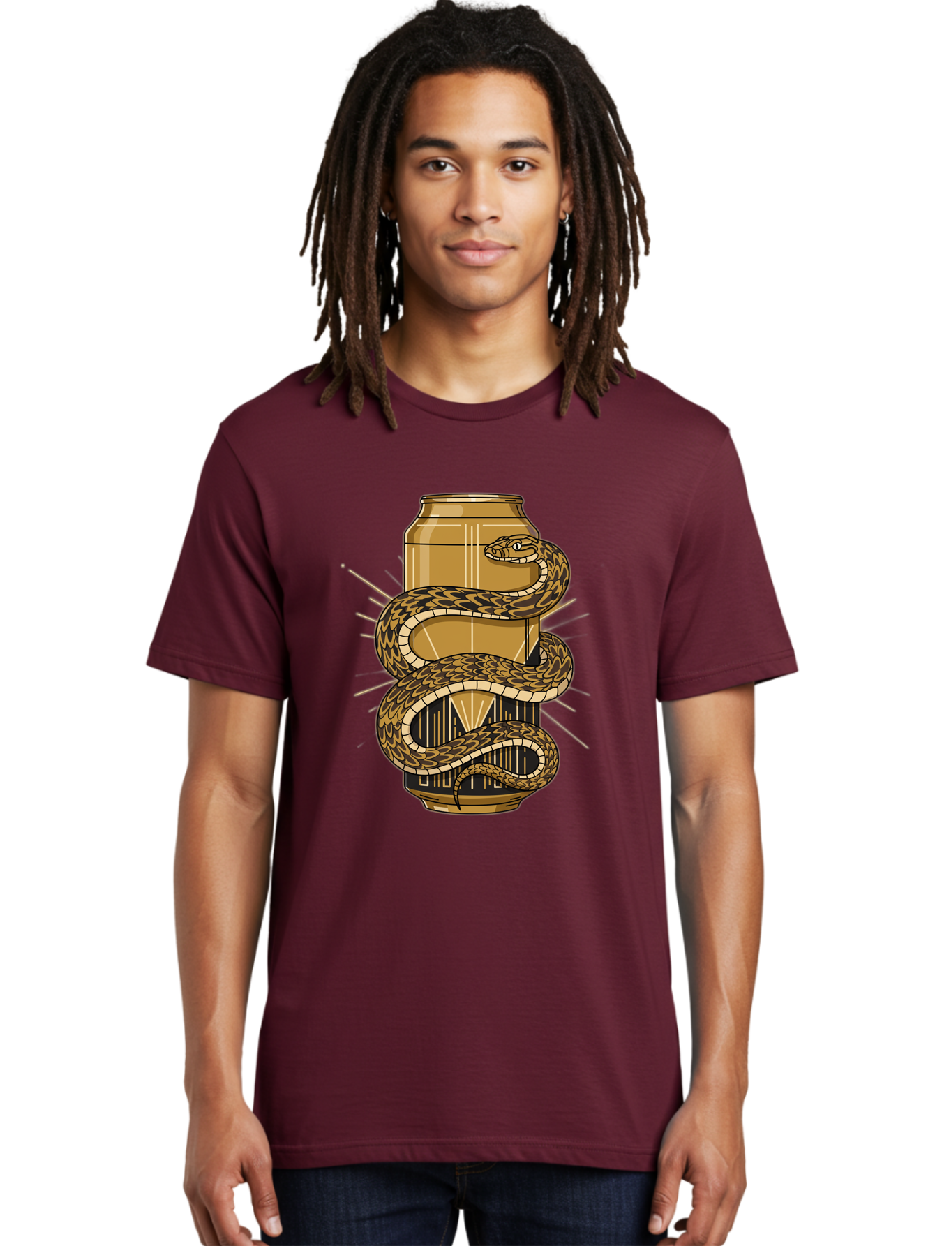 Snake-Wrapped-Can-1 Men'S Graphic Tee, 100% Cotton, Comfortable Casual Summer Wear, Machine Washable, Vintage Camera, Old Camera, Antique Camera, Black Camera, Classic Photography, Photography Equipment, Nostalgic Device, Film Camera, Bal375
