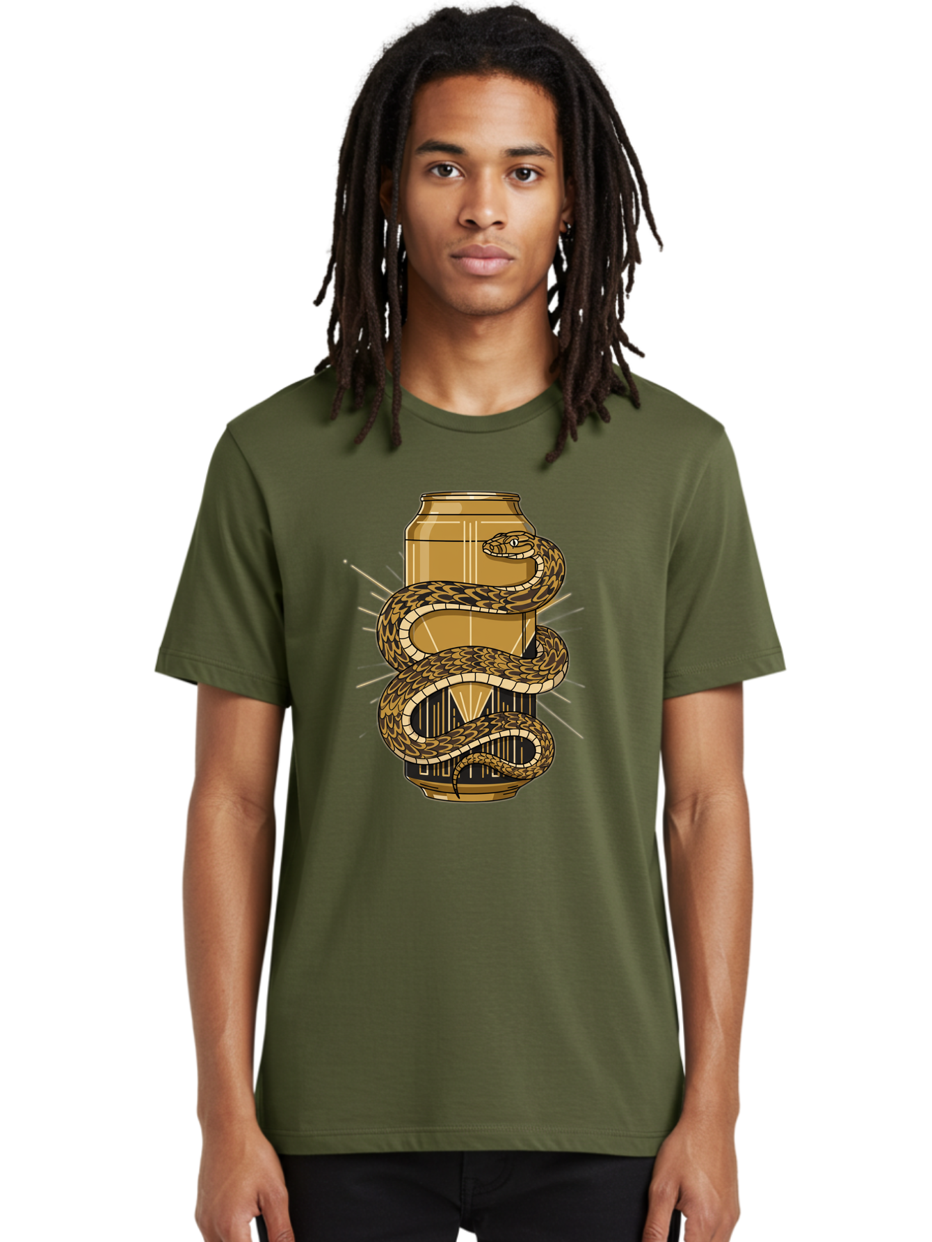Snake-Wrapped-Can-1 Men'S Graphic Tee, 100% Cotton, Comfortable Casual Summer Wear, Machine Washable, Vintage Camera, Old Camera, Antique Camera, Black Camera, Classic Photography, Photography Equipment, Nostalgic Device, Film Camera, Bal375