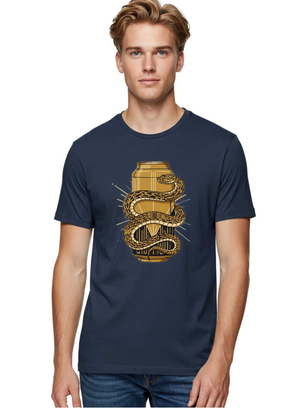 Snake-Wrapped-Can-1 Men'S Graphic Tee, 100% Cotton, Comfortable Casual Summer Wear, Machine Washable, Vintage Camera, Old Camera, Antique Camera, Black Camera, Classic Photography, Photography Equipment, Nostalgic Device, Film Camera, Bal375