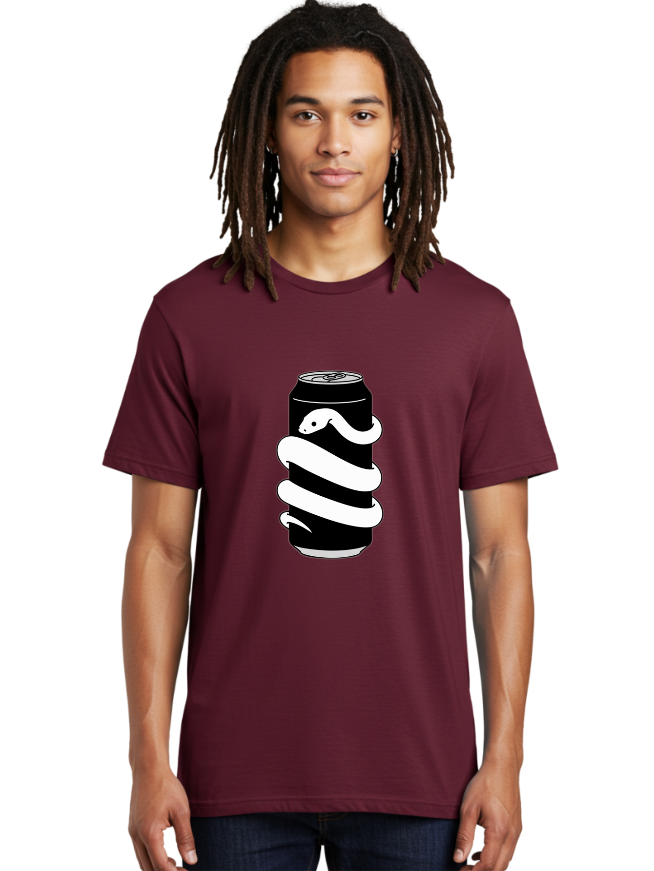 Snake-Wrapped-Can-2 Men'S Graphic Tee, 100% Cotton, Comfortable Casual Summer Wear, Machine Washable, Vintage Camera, Old Camera, Antique Camera, Black Camera, Classic Photography, Photography Equipment, Nostalgic Device, Film Camera, Bal376