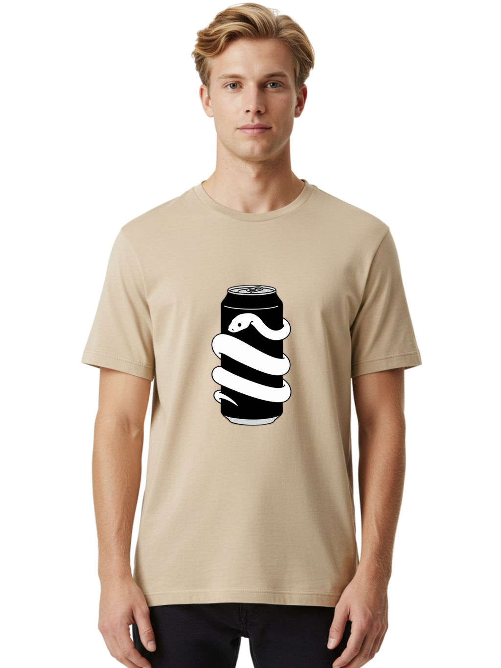Snake-Wrapped-Can-2 Men'S Graphic Tee, 100% Cotton, Comfortable Casual Summer Wear, Machine Washable, Vintage Camera, Old Camera, Antique Camera, Black Camera, Classic Photography, Photography Equipment, Nostalgic Device, Film Camera, Bal376