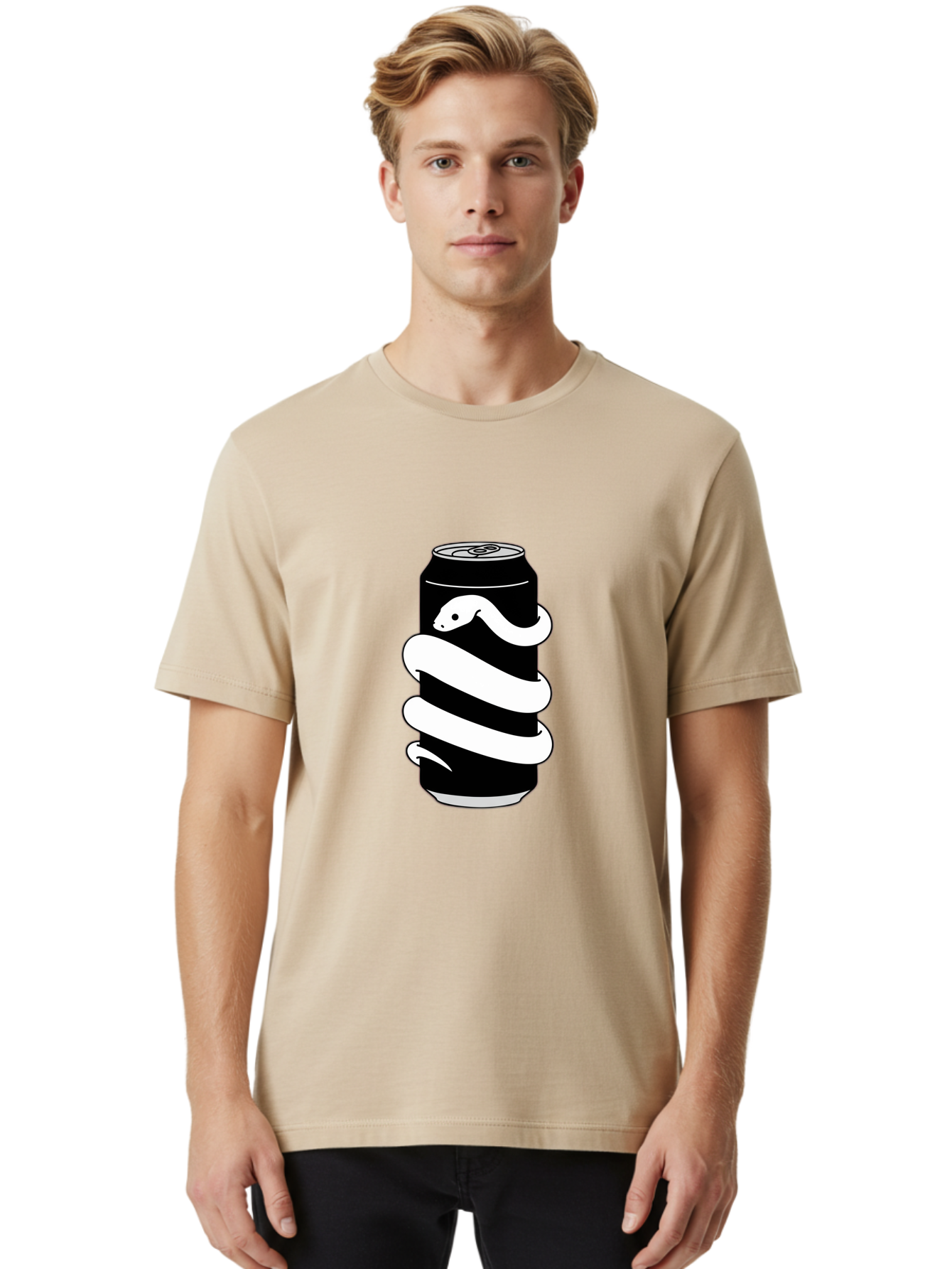 Snake-Wrapped-Can-2 Men'S Graphic Tee, 100% Cotton, Comfortable Casual Summer Wear, Machine Washable, Vintage Camera, Old Camera, Antique Camera, Black Camera, Classic Photography, Photography Equipment, Nostalgic Device, Film Camera, Bal376