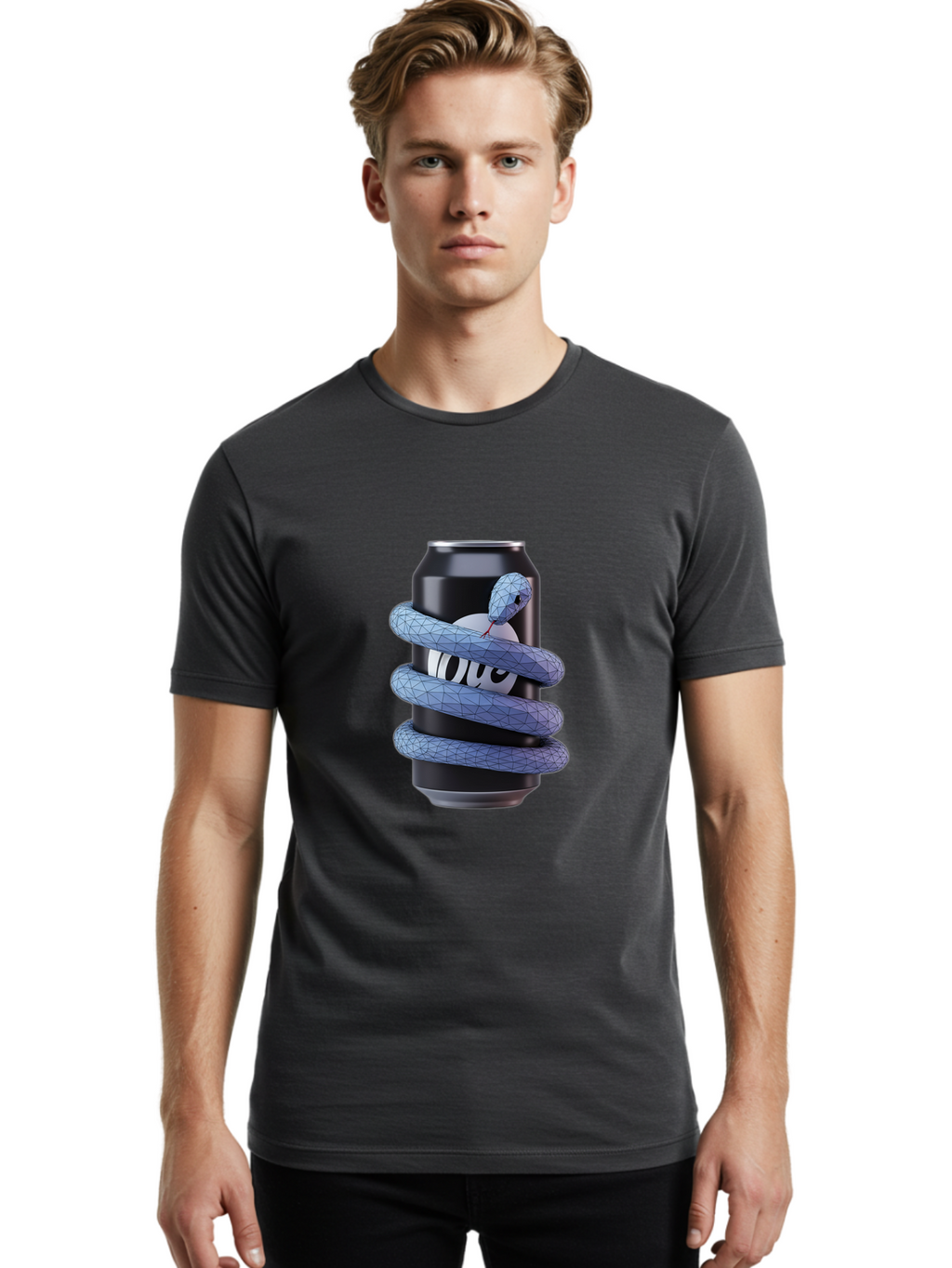 Snake-Wrapped-Can Men'S Graphic Tee, 100% Cotton, Comfortable Casual Summer Wear, Machine Washable, Vintage Camera, Old Camera, Antique Camera, Black Camera, Classic Photography, Photography Equipment, Nostalgic Device, Film Camera, Camera Art Bal377
