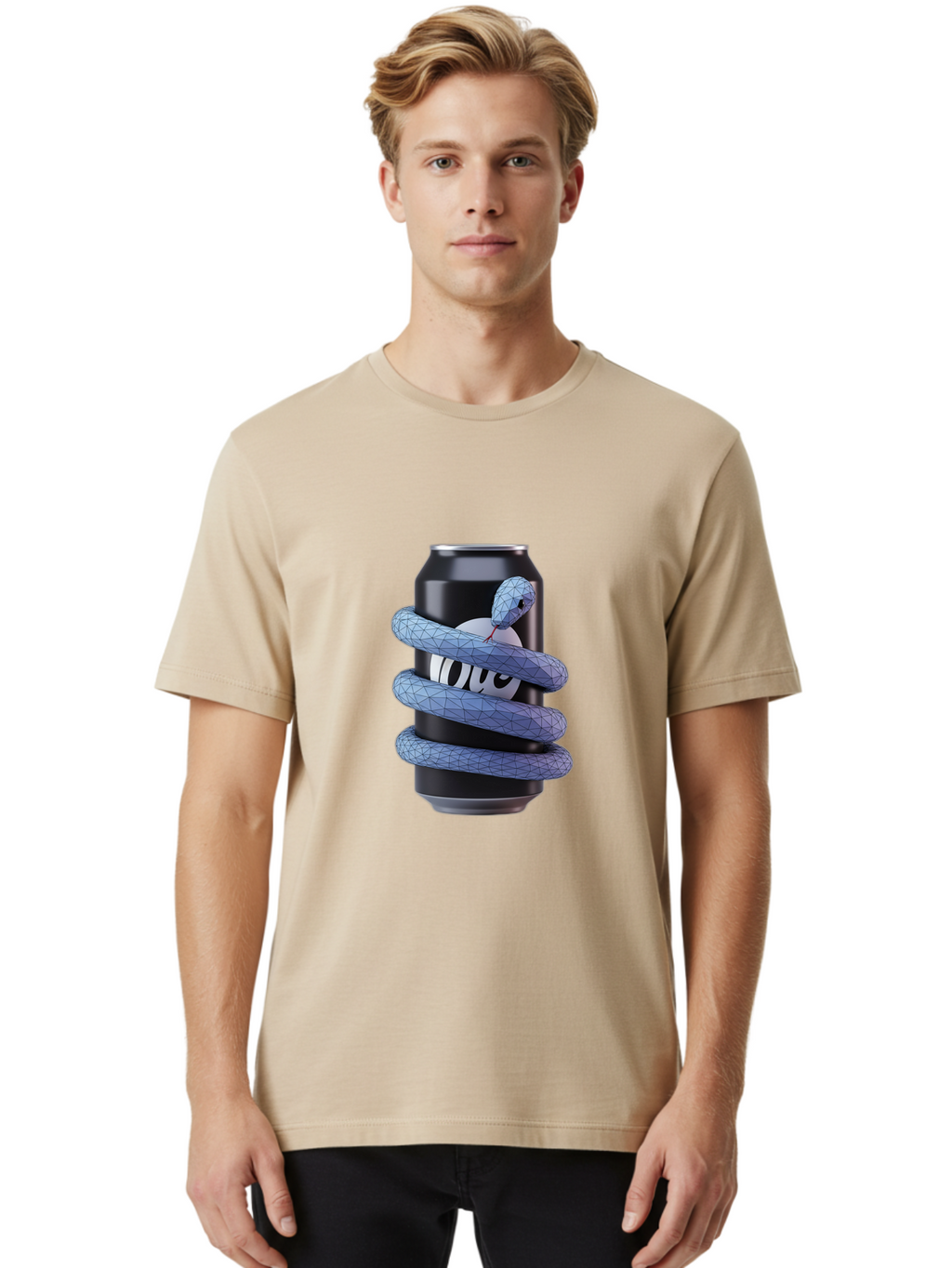 Snake-Wrapped-Can Men'S Graphic Tee, 100% Cotton, Comfortable Casual Summer Wear, Machine Washable, Vintage Camera, Old Camera, Antique Camera, Black Camera, Classic Photography, Photography Equipment, Nostalgic Device, Film Camera, Camera Art Bal377