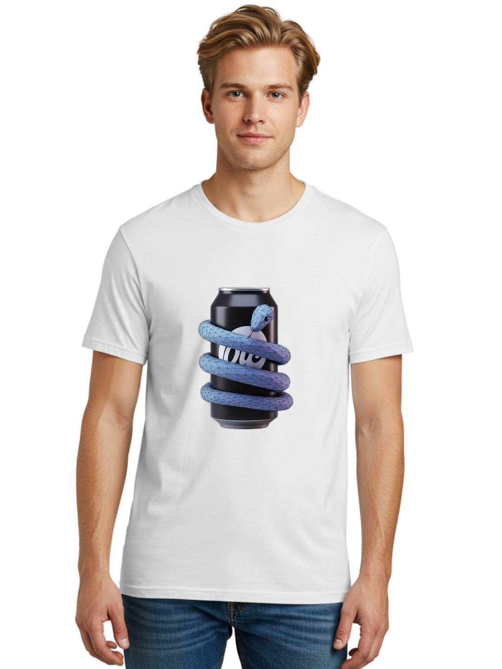 Snake-Wrapped-Can Men'S Graphic Tee, 100% Cotton, Comfortable Casual Summer Wear, Machine Washable, Vintage Camera, Old Camera, Antique Camera, Black Camera, Classic Photography, Photography Equipment, Nostalgic Device, Film Camera, Camera Art Bal377