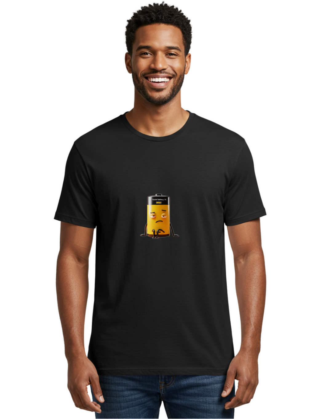 Social-Battery-1 Men'S Graphic Tee, 100% Cotton, Comfortable Casual Summer Wear, Machine Washable, Vintage Camera, Old Camera, Antique Camera, Black Camera, Classic Photography, Photography Equipment, Nostalgic Device, Film Camera, Camera Art Bal381