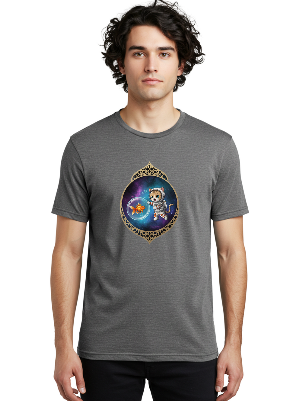 Space-Cat Men'S Graphic Tee, 100% Cotton, Comfortable Casual Summer Wear, Machine Washable, Vintage Camera, Old Camera, Antique Camera, Black Camera, Classic Photography, Photography Equipment, Nostalgic Device, Film Camera, Camera Art Bal386