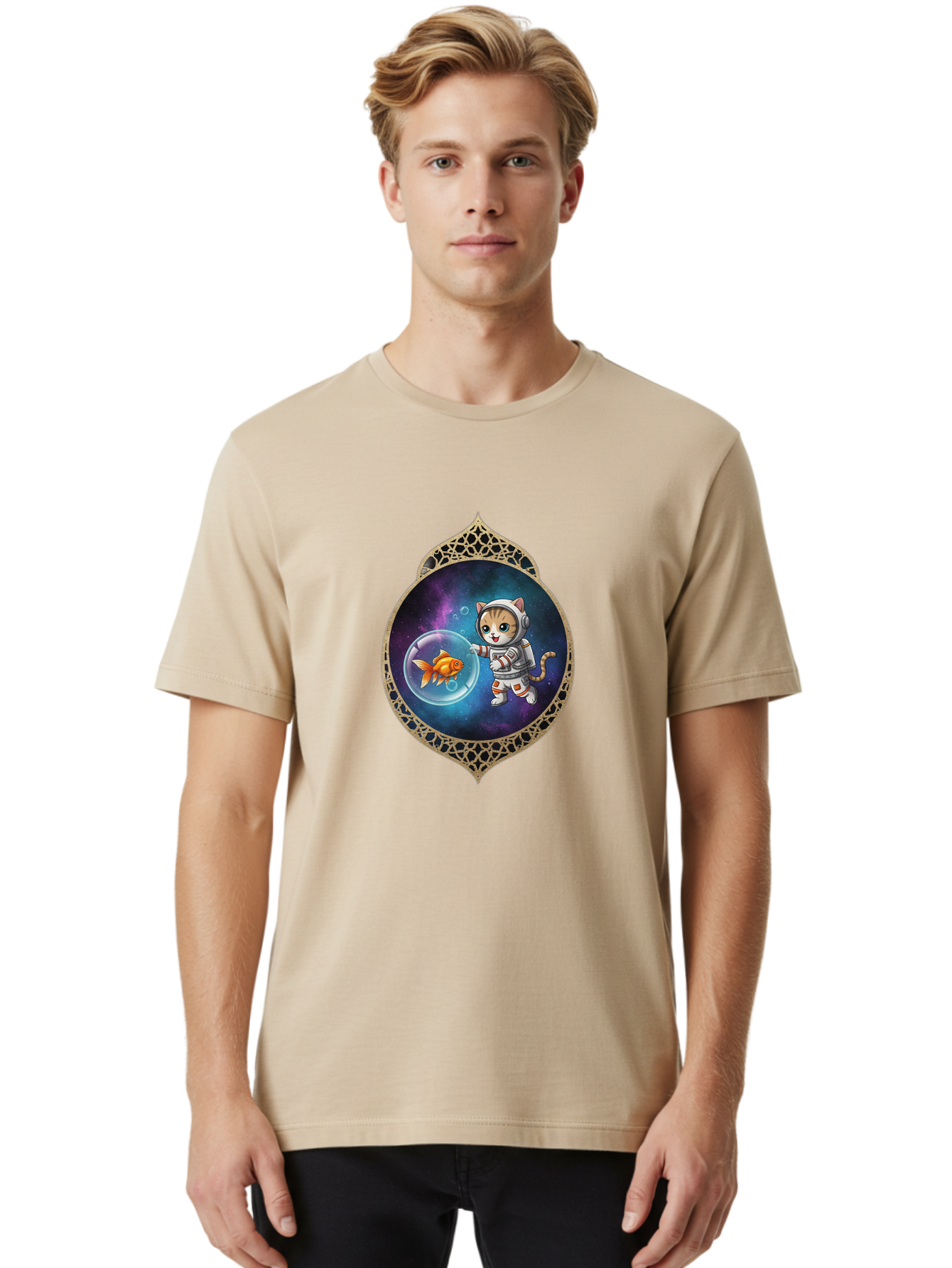 Space-Cat Men'S Graphic Tee, 100% Cotton, Comfortable Casual Summer Wear, Machine Washable, Vintage Camera, Old Camera, Antique Camera, Black Camera, Classic Photography, Photography Equipment, Nostalgic Device, Film Camera, Camera Art Bal386