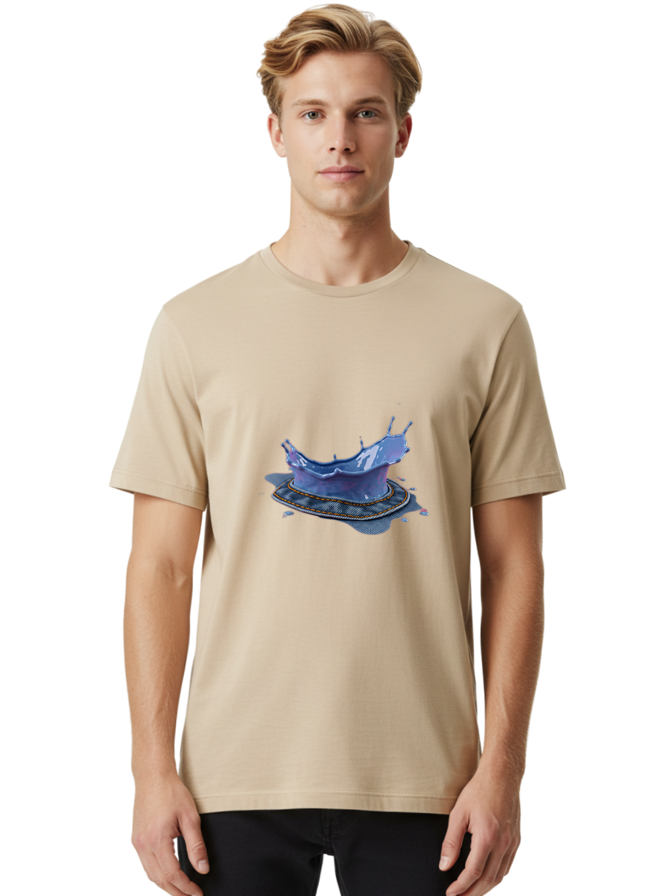 Splashed-Liquid-On-Plate Men'S Graphic Tee, 100% Cotton, Comfortable Casual Summer Wear, Machine Washable, Vintage Camera, Old Camera, Antique Camera, Black Camera, Classic Photography, Photography Equipment, Nostalgic Device, Film Camera, Bal387