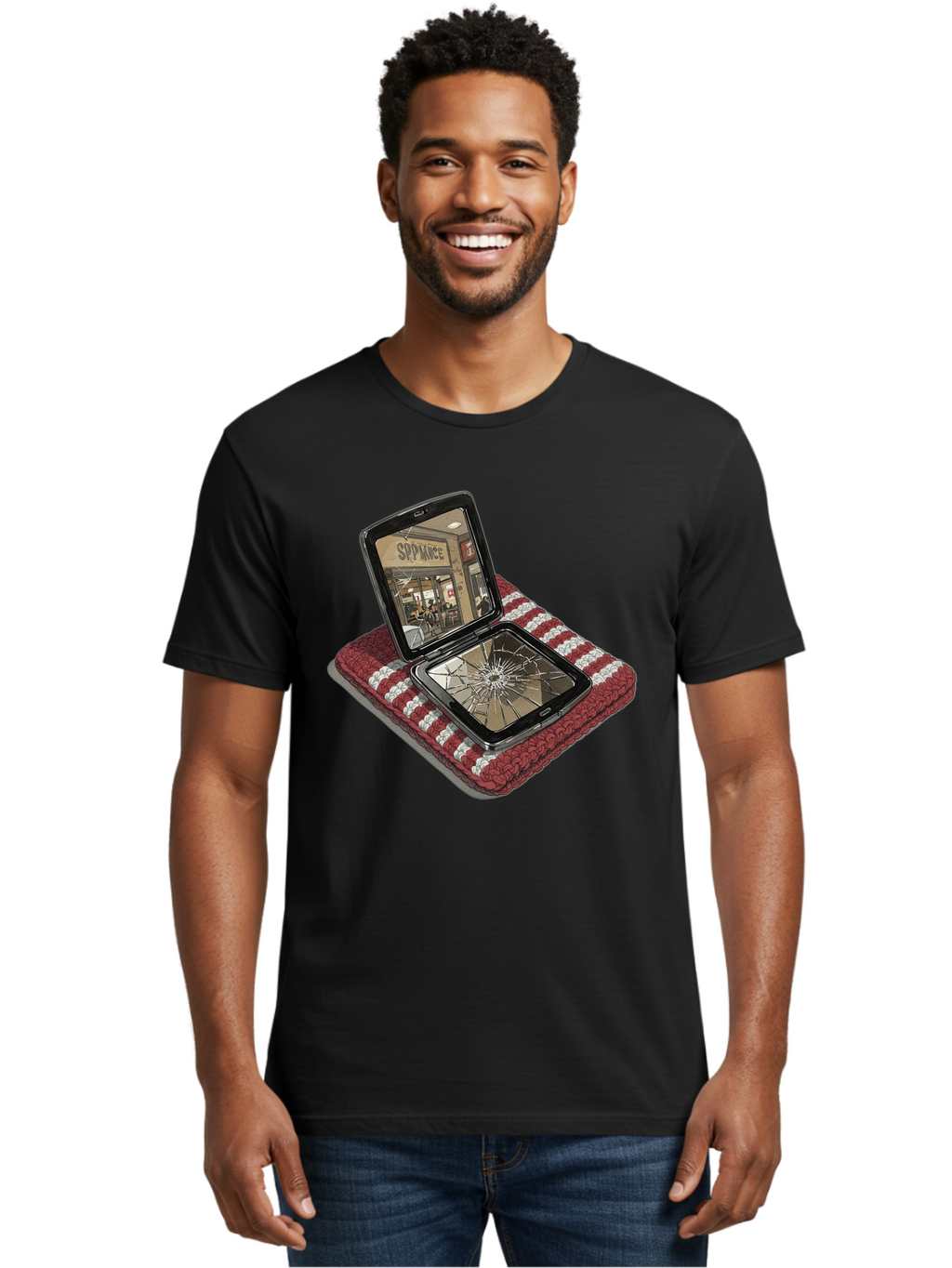 Sppiance-Broken-Phone Men'S Graphic Tee, 100% Cotton, Comfortable Casual Summer Wear, Machine Washable, Vintage Camera, Old Camera, Antique Camera, Black Camera, Classic Photography, Photography Equipment, Nostalgic Device, Film Camera, Bal388