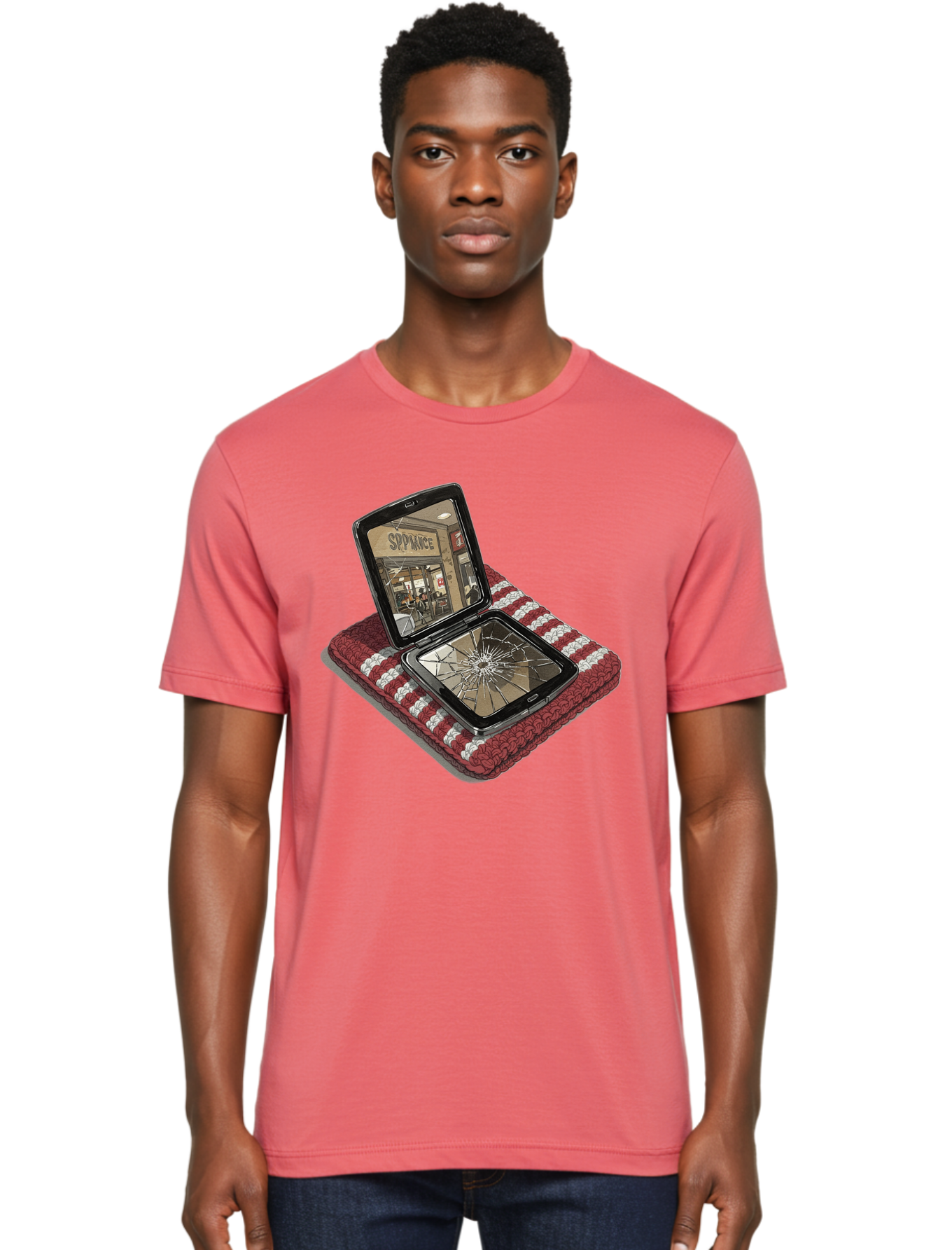 Sppiance-Broken-Phone Men'S Graphic Tee, 100% Cotton, Comfortable Casual Summer Wear, Machine Washable, Vintage Camera, Old Camera, Antique Camera, Black Camera, Classic Photography, Photography Equipment, Nostalgic Device, Film Camera, Bal388