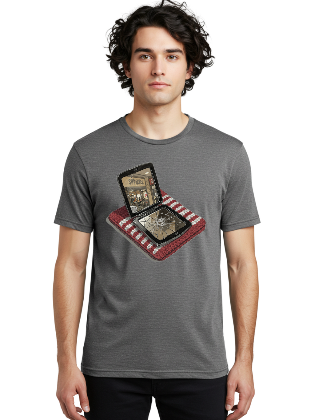 Sppiance-Broken-Phone Men'S Graphic Tee, 100% Cotton, Comfortable Casual Summer Wear, Machine Washable, Vintage Camera, Old Camera, Antique Camera, Black Camera, Classic Photography, Photography Equipment, Nostalgic Device, Film Camera, Bal388