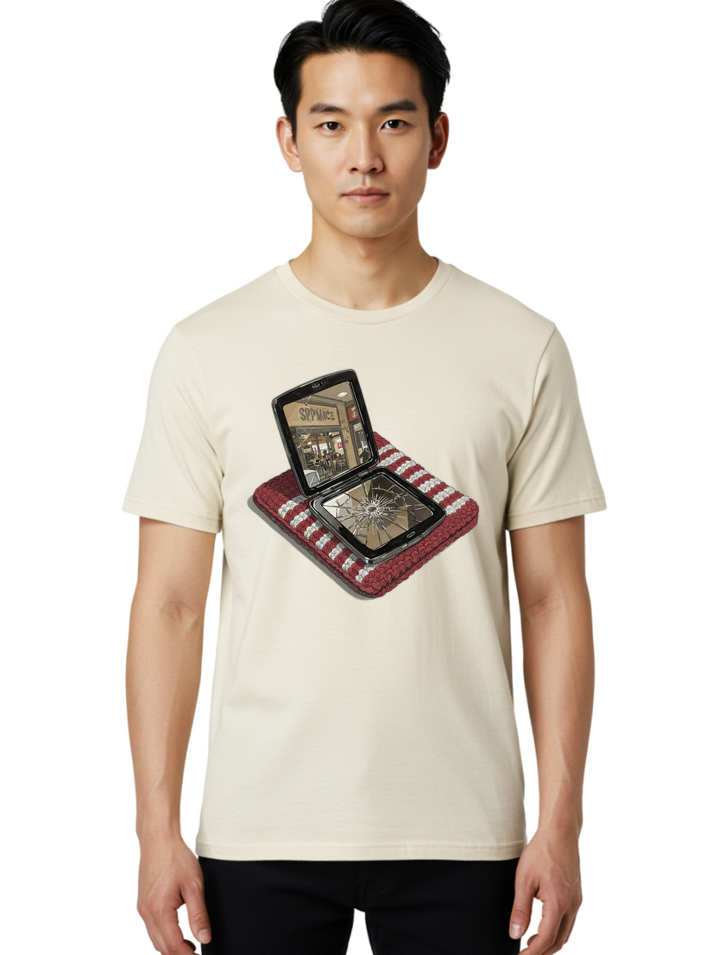 Sppiance-Broken-Phone Men'S Graphic Tee, 100% Cotton, Comfortable Casual Summer Wear, Machine Washable, Vintage Camera, Old Camera, Antique Camera, Black Camera, Classic Photography, Photography Equipment, Nostalgic Device, Film Camera, Bal388