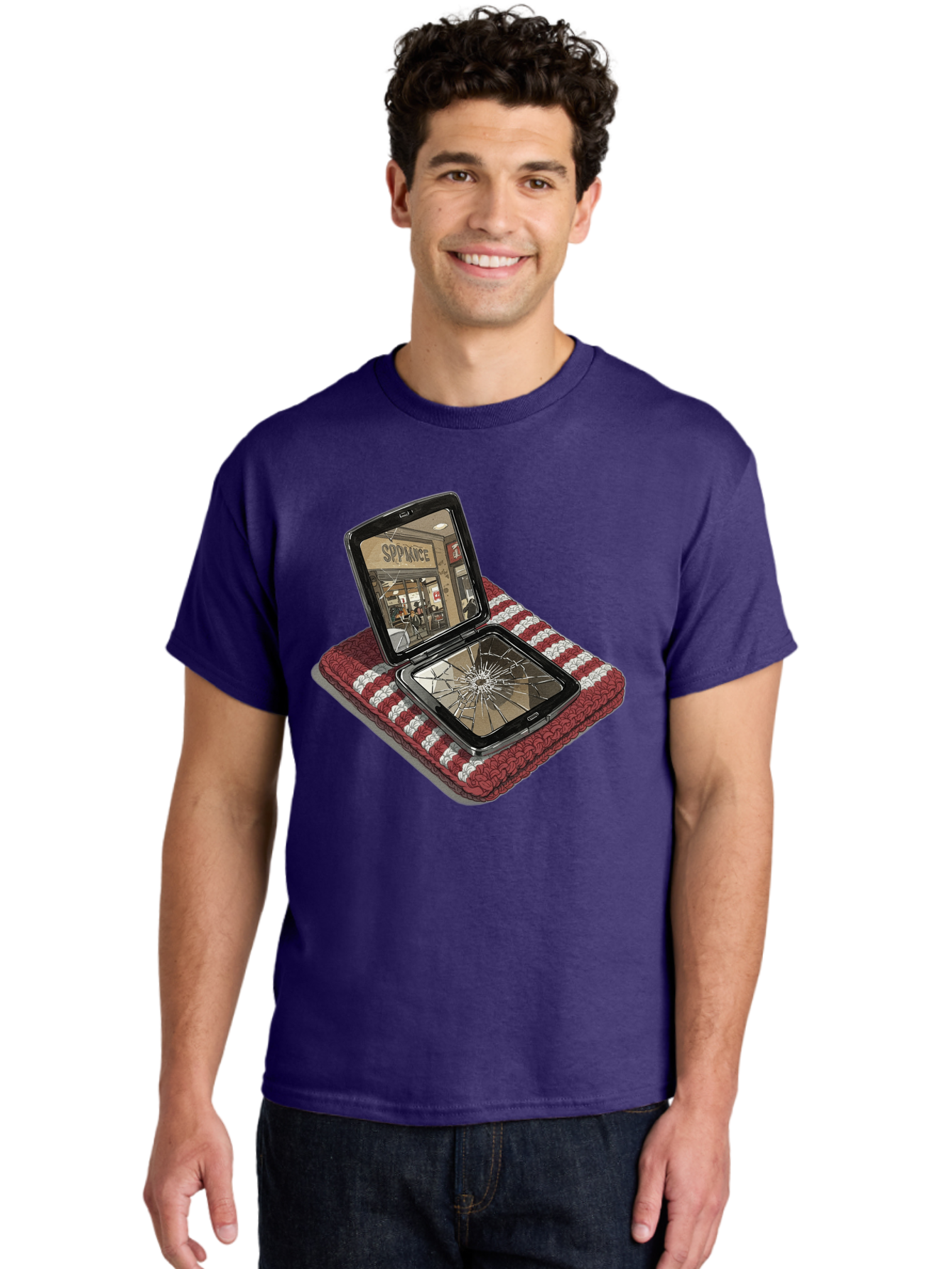 Sppiance-Broken-Phone Men'S Graphic Tee, 100% Cotton, Comfortable Casual Summer Wear, Machine Washable, Vintage Camera, Old Camera, Antique Camera, Black Camera, Classic Photography, Photography Equipment, Nostalgic Device, Film Camera, Bal388