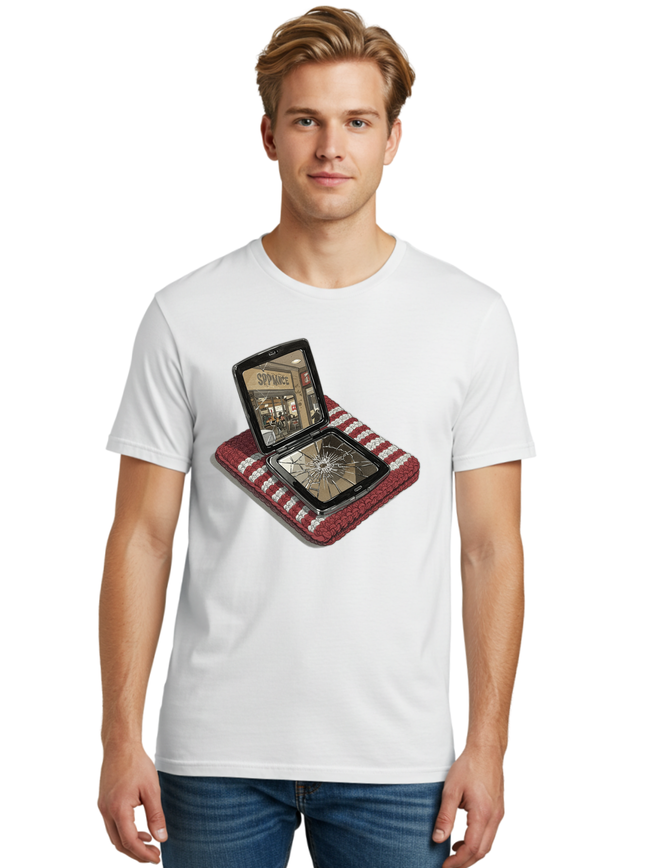 Sppiance-Broken-Phone Men'S Graphic Tee, 100% Cotton, Comfortable Casual Summer Wear, Machine Washable, Vintage Camera, Old Camera, Antique Camera, Black Camera, Classic Photography, Photography Equipment, Nostalgic Device, Film Camera, Bal388