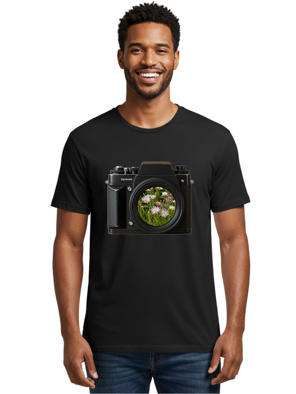 Squeexom-Camera Men'S Graphic Tee, 100% Cotton, Comfortable Casual Summer Wear, Machine Washable, Vintage Camera, Old Camera, Antique Camera, Black Camera, Classic Photography, Photography Equipment, Nostalgic Device, Film Camera, Camera Art Bal390