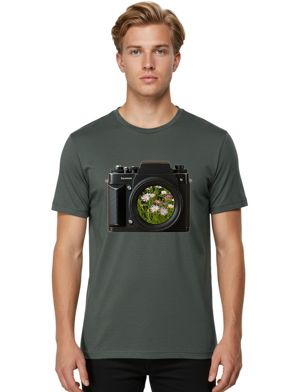 Squeexom-Camera Men'S Graphic Tee, 100% Cotton, Comfortable Casual Summer Wear, Machine Washable, Vintage Camera, Old Camera, Antique Camera, Black Camera, Classic Photography, Photography Equipment, Nostalgic Device, Film Camera, Camera Art Bal390
