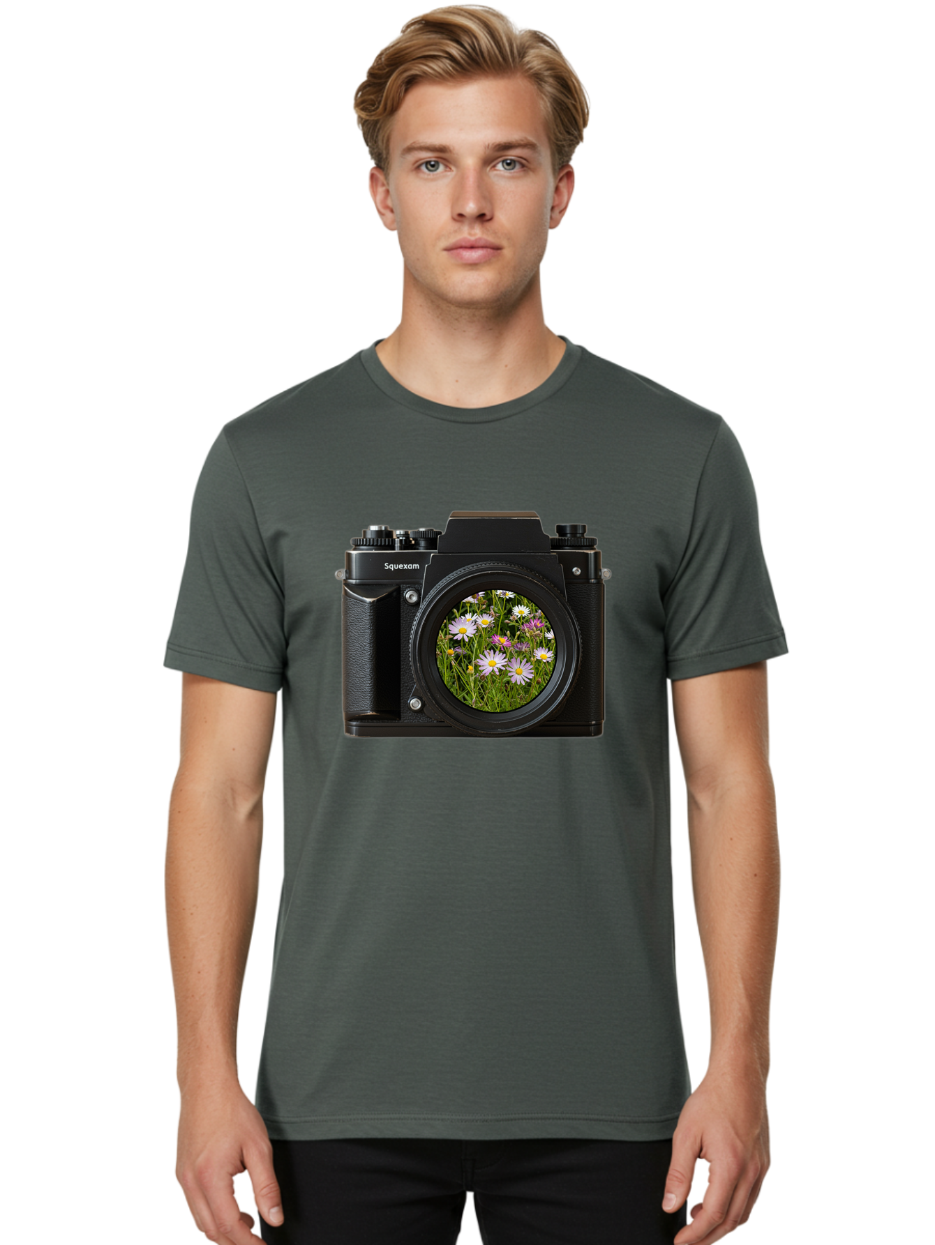 Squeexom-Camera Men'S Graphic Tee, 100% Cotton, Comfortable Casual Summer Wear, Machine Washable, Vintage Camera, Old Camera, Antique Camera, Black Camera, Classic Photography, Photography Equipment, Nostalgic Device, Film Camera, Camera Art Bal390