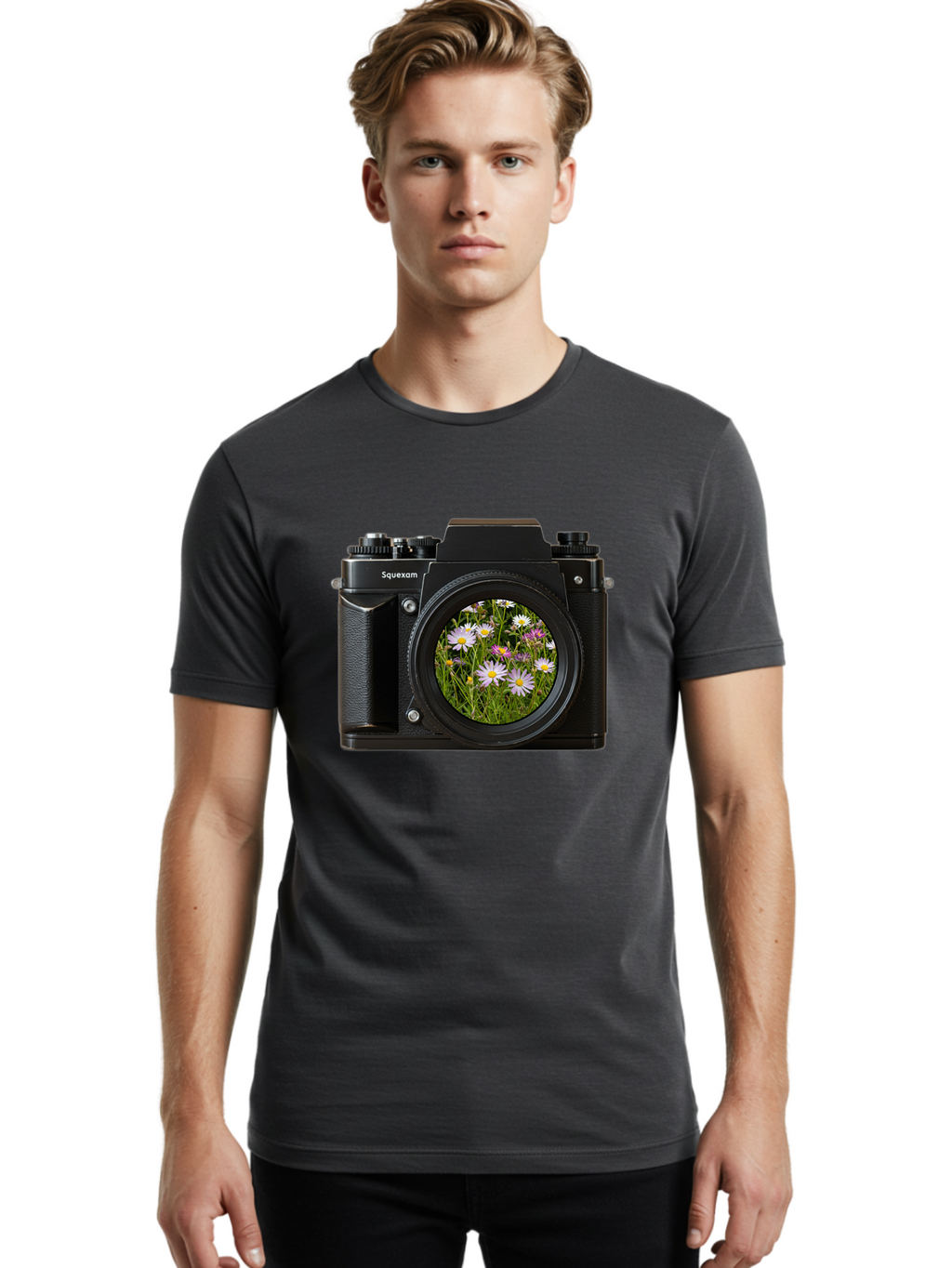Squeexom-Camera Men'S Graphic Tee, 100% Cotton, Comfortable Casual Summer Wear, Machine Washable, Vintage Camera, Old Camera, Antique Camera, Black Camera, Classic Photography, Photography Equipment, Nostalgic Device, Film Camera, Camera Art Bal390