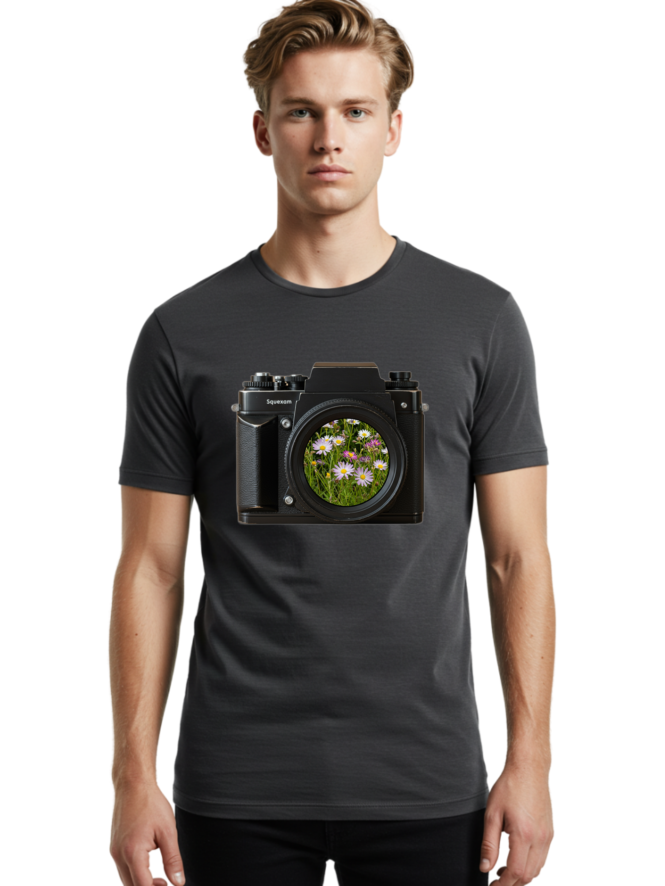 Squeexom-Camera Men'S Graphic Tee, 100% Cotton, Comfortable Casual Summer Wear, Machine Washable, Vintage Camera, Old Camera, Antique Camera, Black Camera, Classic Photography, Photography Equipment, Nostalgic Device, Film Camera, Camera Art Bal390