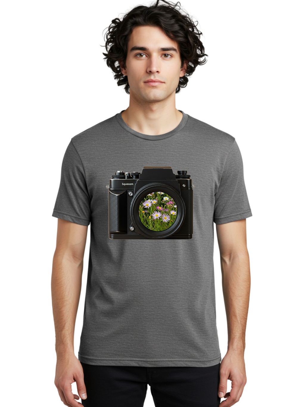 Squeexom-Camera Men'S Graphic Tee, 100% Cotton, Comfortable Casual Summer Wear, Machine Washable, Vintage Camera, Old Camera, Antique Camera, Black Camera, Classic Photography, Photography Equipment, Nostalgic Device, Film Camera, Camera Art Bal390