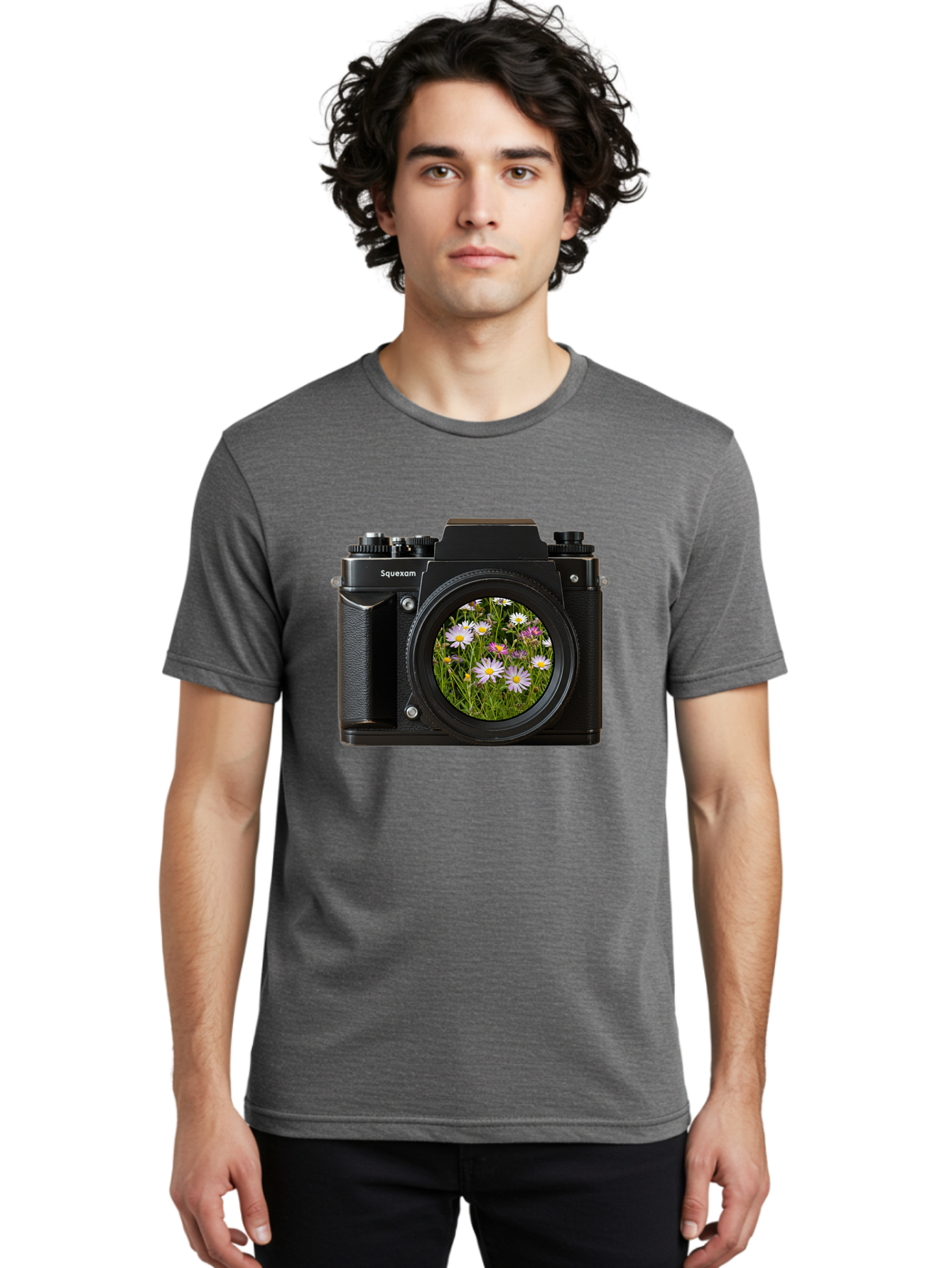 Squeexom-Camera Men'S Graphic Tee, 100% Cotton, Comfortable Casual Summer Wear, Machine Washable, Vintage Camera, Old Camera, Antique Camera, Black Camera, Classic Photography, Photography Equipment, Nostalgic Device, Film Camera, Camera Art Bal390