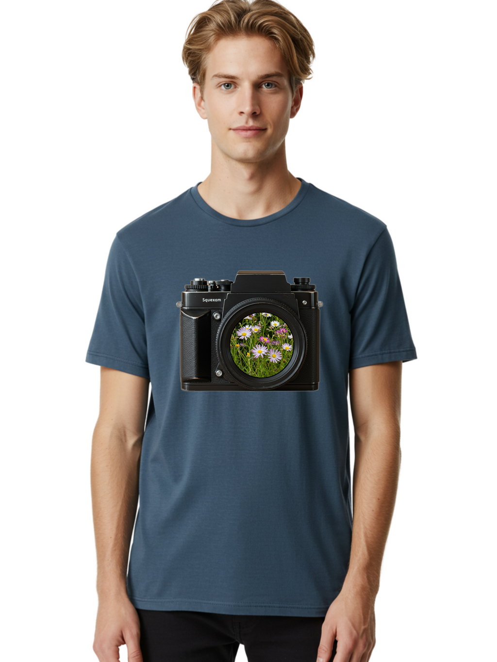Squeexom-Camera Men'S Graphic Tee, 100% Cotton, Comfortable Casual Summer Wear, Machine Washable, Vintage Camera, Old Camera, Antique Camera, Black Camera, Classic Photography, Photography Equipment, Nostalgic Device, Film Camera, Camera Art Bal390