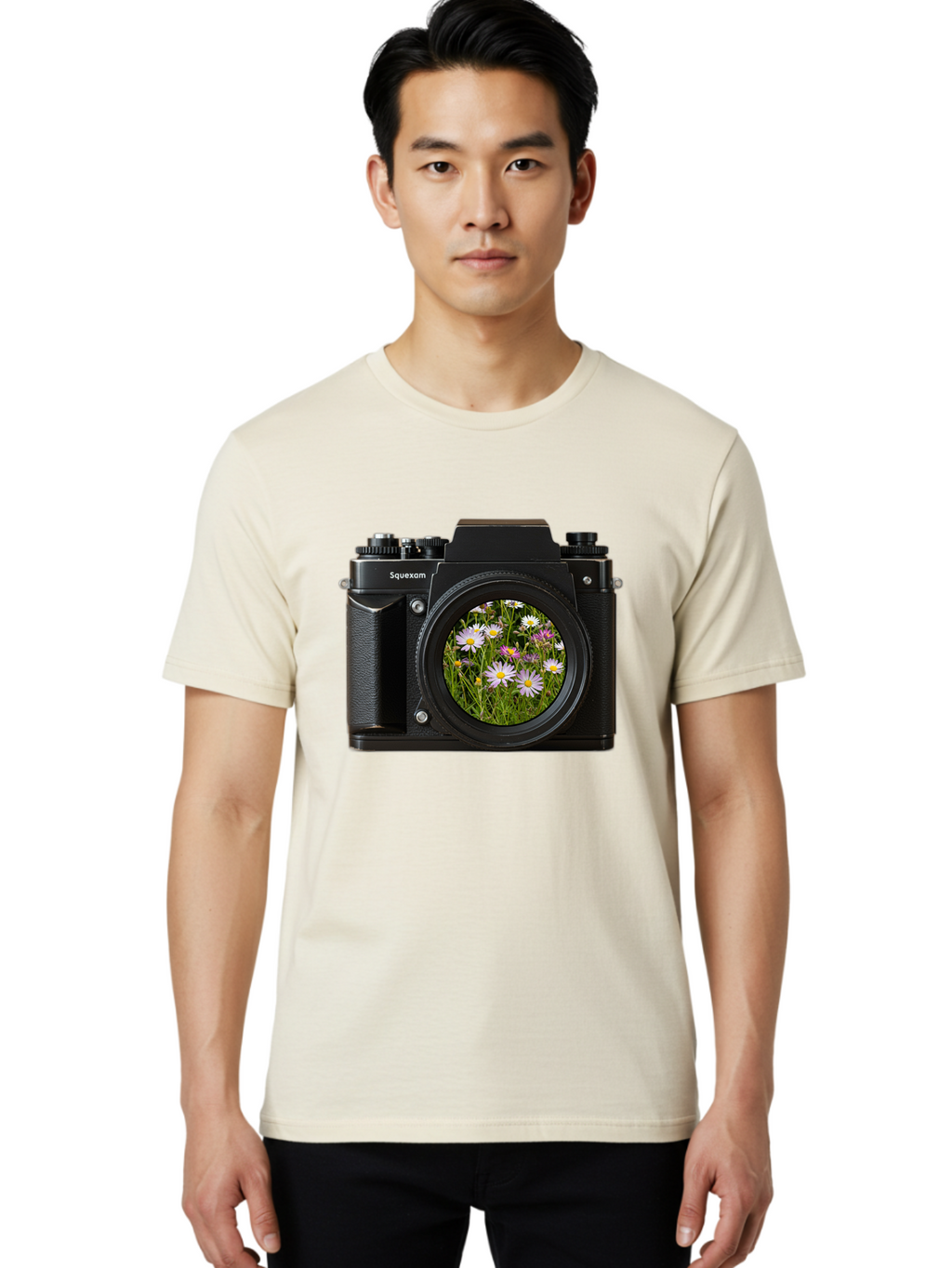 Squeexom-Camera Men'S Graphic Tee, 100% Cotton, Comfortable Casual Summer Wear, Machine Washable, Vintage Camera, Old Camera, Antique Camera, Black Camera, Classic Photography, Photography Equipment, Nostalgic Device, Film Camera, Camera Art Bal390
