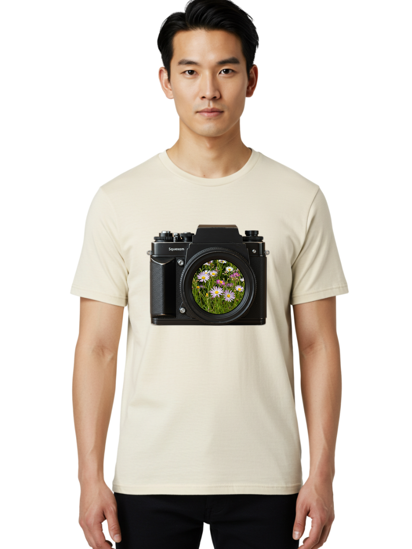 Squeexom-Camera Men'S Graphic Tee, 100% Cotton, Comfortable Casual Summer Wear, Machine Washable, Vintage Camera, Old Camera, Antique Camera, Black Camera, Classic Photography, Photography Equipment, Nostalgic Device, Film Camera, Camera Art Bal390