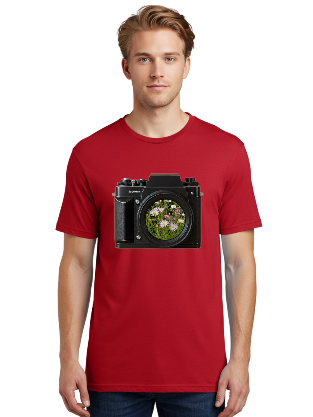 Squeexom-Camera Men'S Graphic Tee, 100% Cotton, Comfortable Casual Summer Wear, Machine Washable, Vintage Camera, Old Camera, Antique Camera, Black Camera, Classic Photography, Photography Equipment, Nostalgic Device, Film Camera, Camera Art Bal390