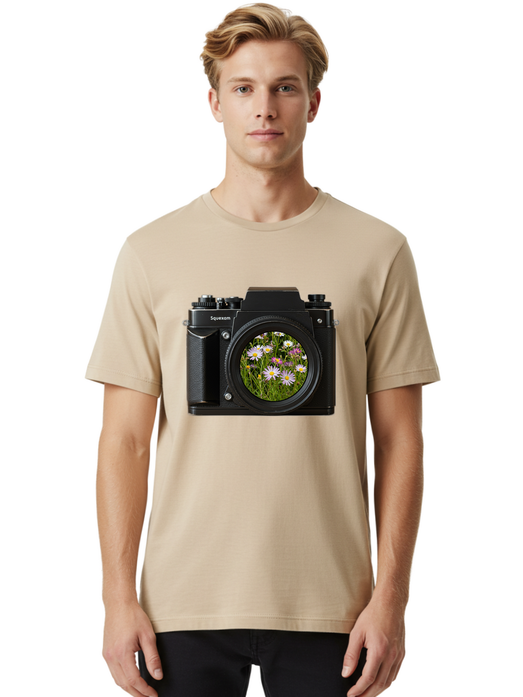 Squeexom-Camera Men'S Graphic Tee, 100% Cotton, Comfortable Casual Summer Wear, Machine Washable, Vintage Camera, Old Camera, Antique Camera, Black Camera, Classic Photography, Photography Equipment, Nostalgic Device, Film Camera, Camera Art Bal390